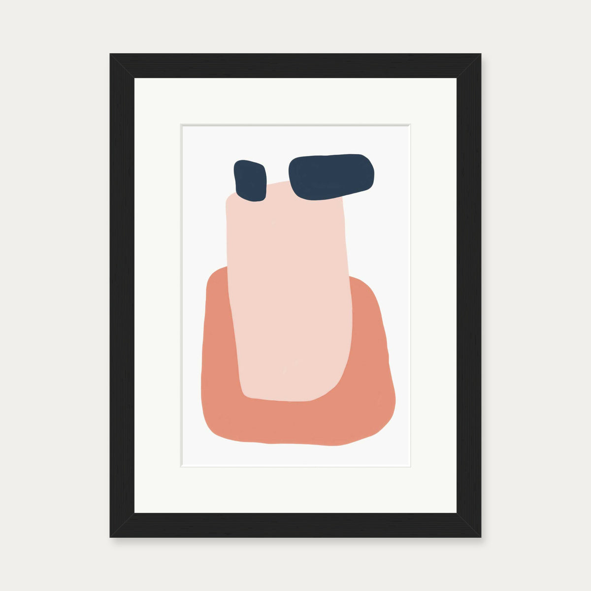 Peach Abstract Shapes Art Print — 30 x 40 cm — Black Frame