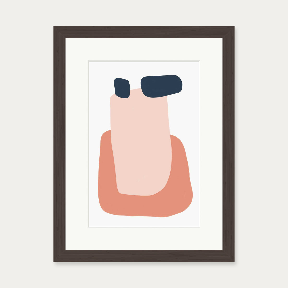 Peach Abstract Shapes Art Print — 30 x 40 cm — Brown Frame