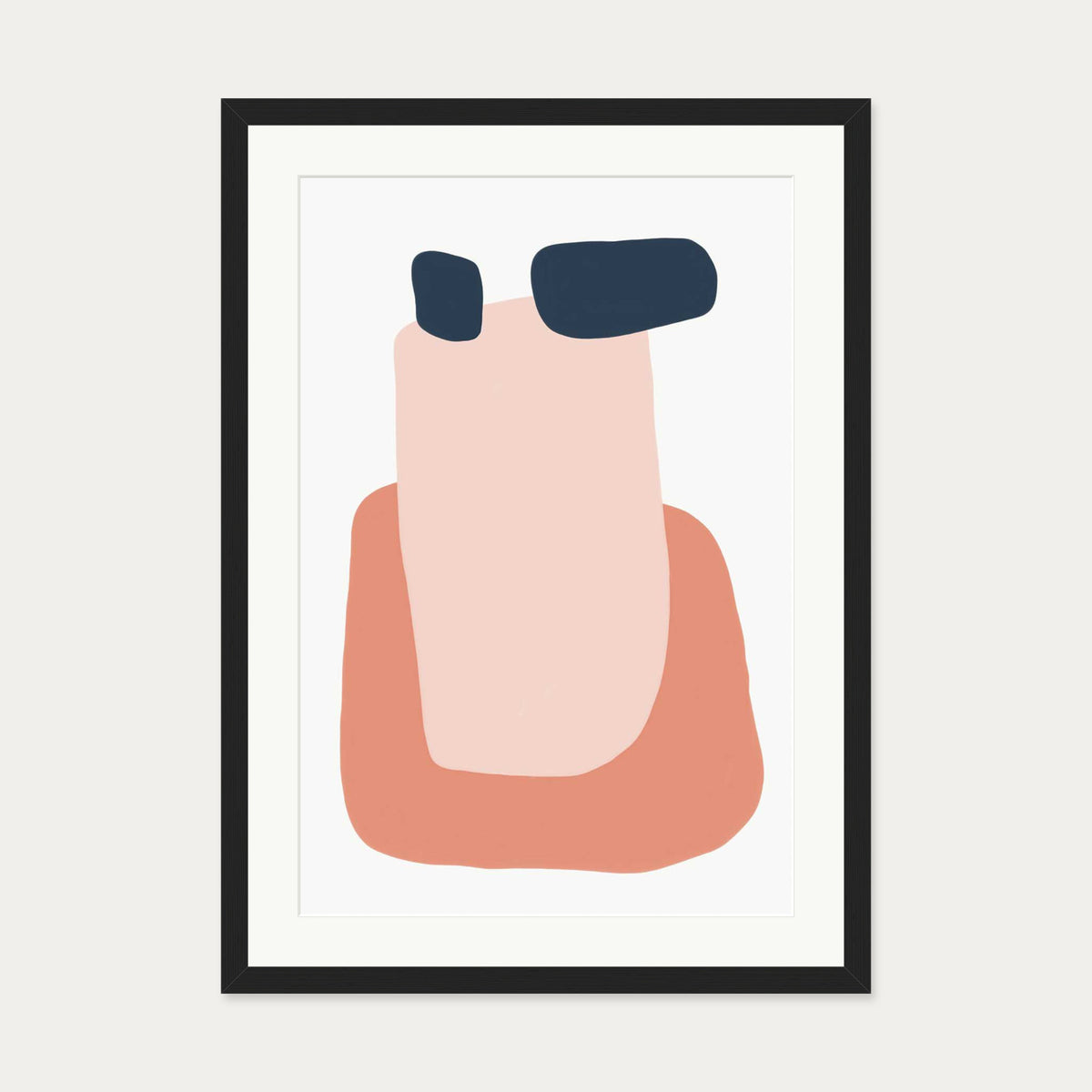 Peach Abstract Shapes Art Print — 50 x 70 cm — Black Frame