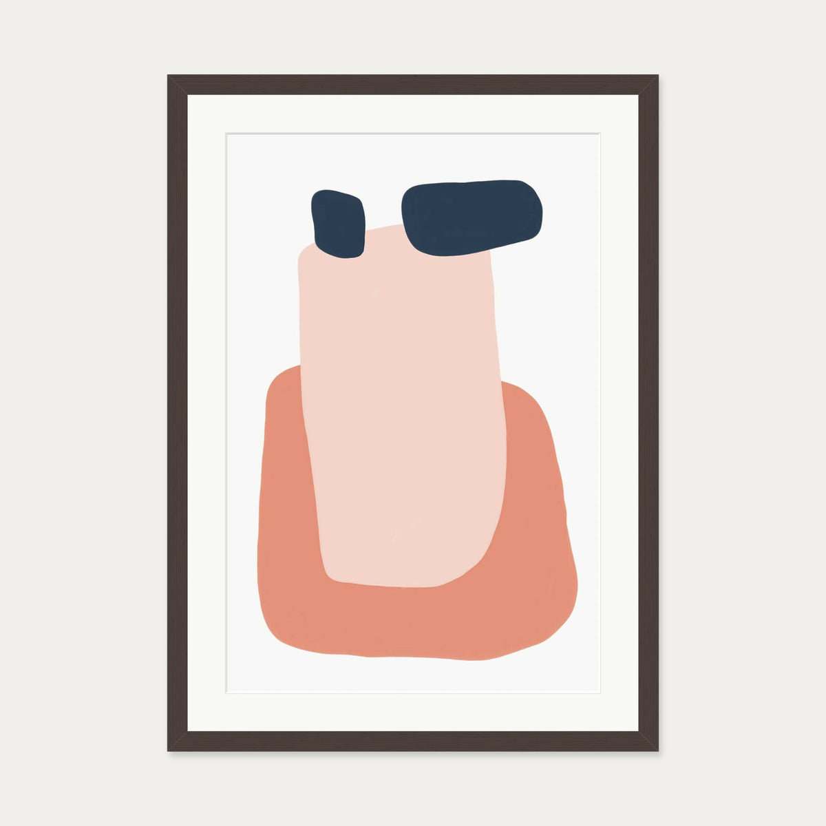 Peach Abstract Shapes Art Print — 50 x 70 cm — Brown Frame