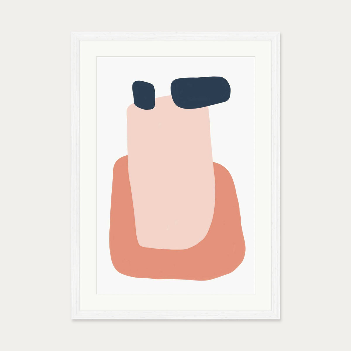 Peach Abstract Shapes Art Print — 50 x 70 cm — White Frame