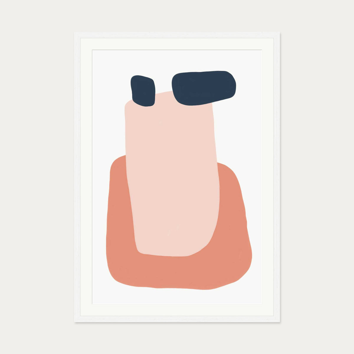 Peach Abstract Shapes Art Print — 70 x 100 cm — White Frame