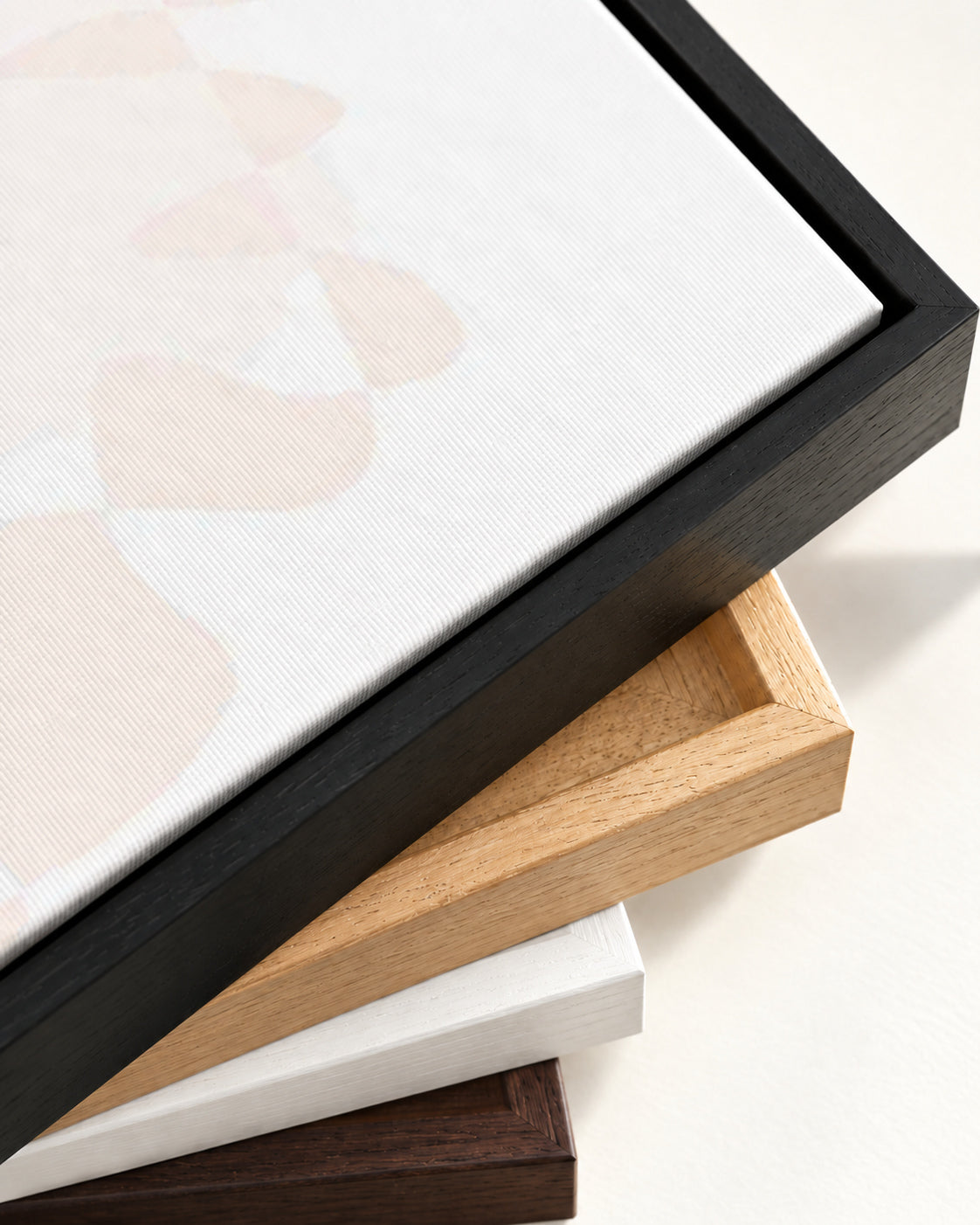 Peach Bauhaus Canvas Art — framed canvas corner and wrapped canvas detail