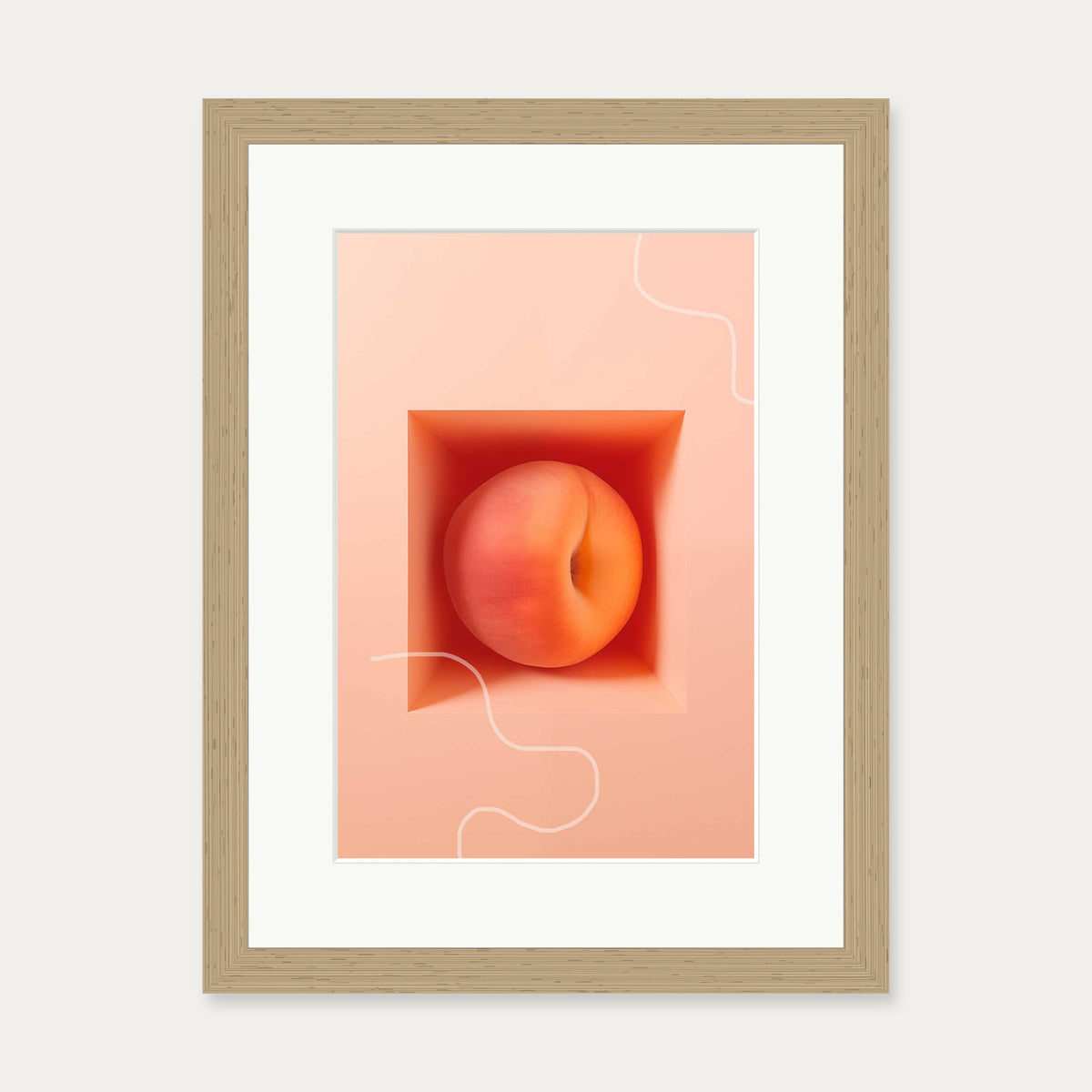 Peach Dreams Art Print — 30 x 40 cm — Oak Frame