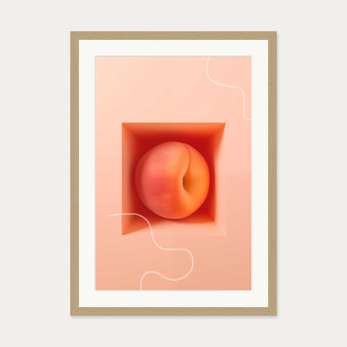 Peach Dreams Art Print — 50 x 70 cm — Oak Frame