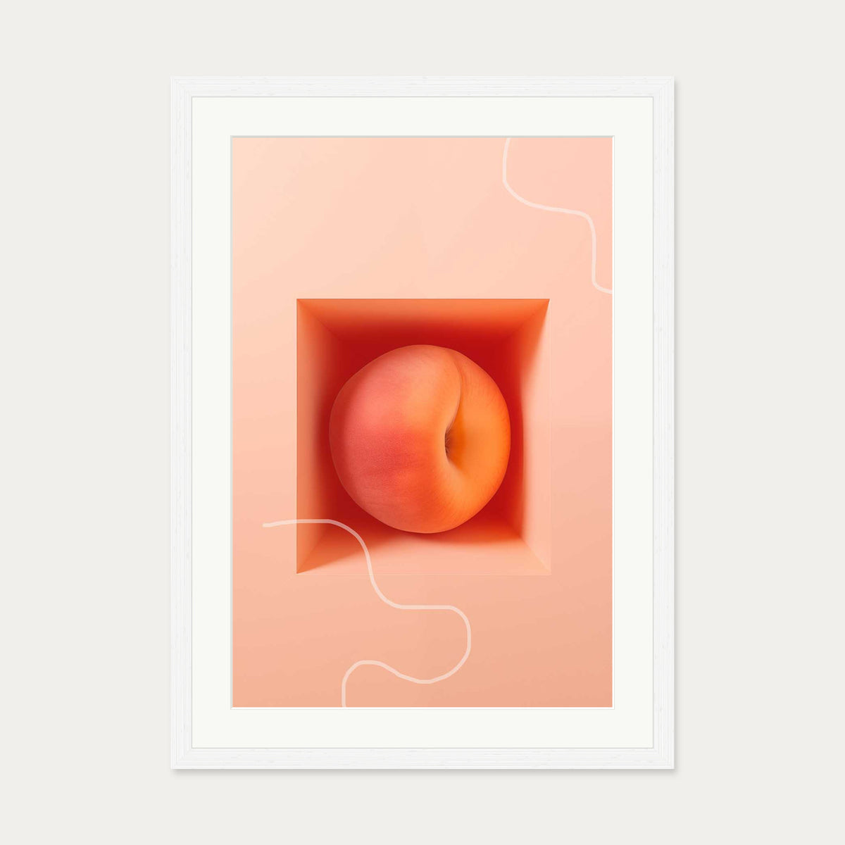 Peach Dreams Art Print — 50 x 70 cm — White Frame