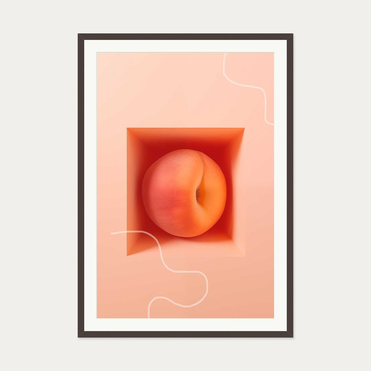 Peach Dreams Art Print — 70 x 100 cm — Brown Frame