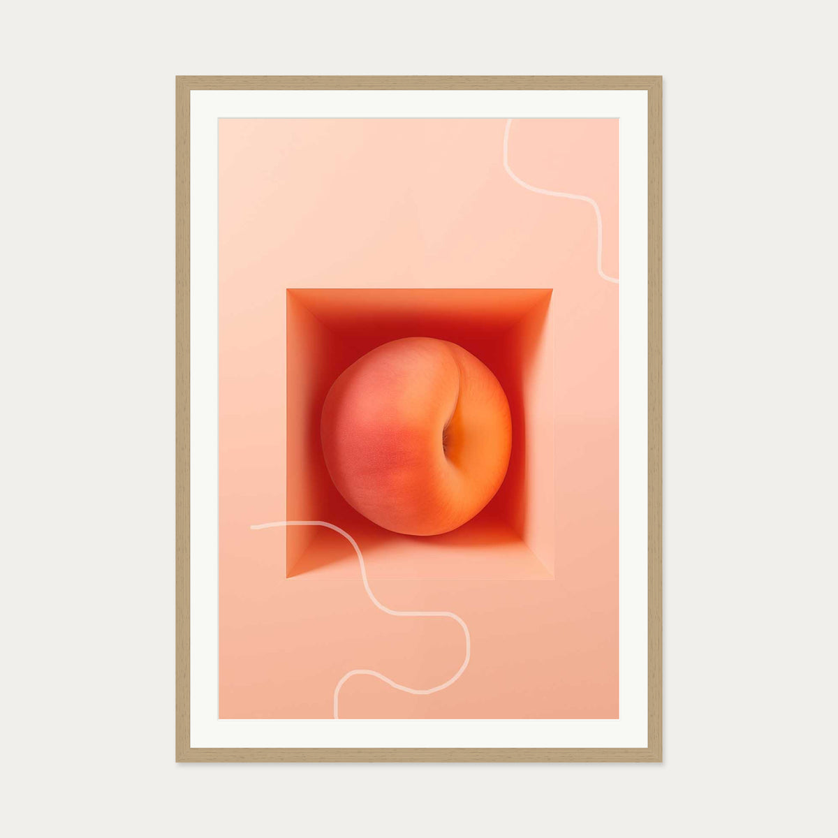 Peach Dreams Art Print — 70 x 100 cm — Oak Frame