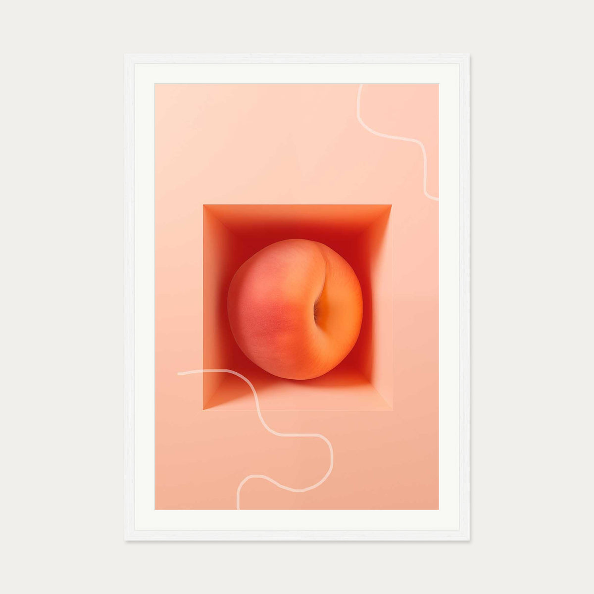 Peach Dreams Art Print — 70 x 100 cm — White Frame