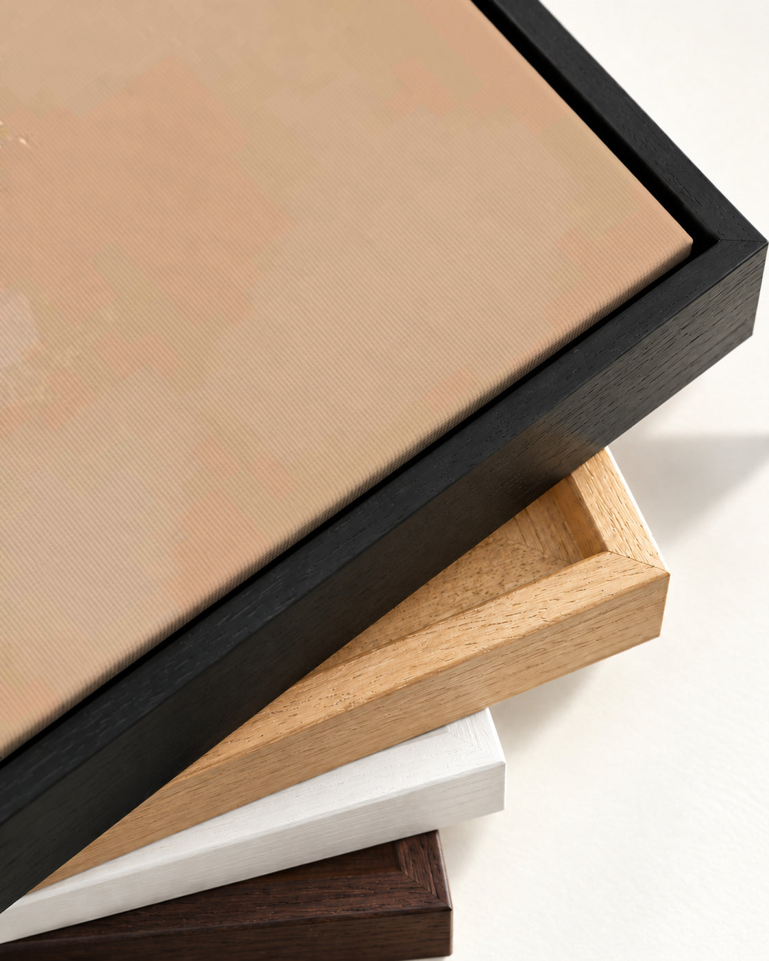 Peach Illusions II Canvas Art — framed canvas corner and wrapped canvas detail