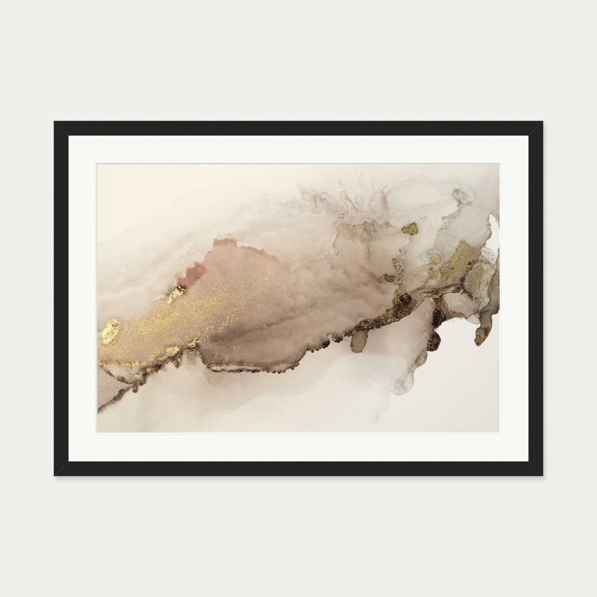 Peach Marble Art Print — 50 x 70 cm — Black Frame