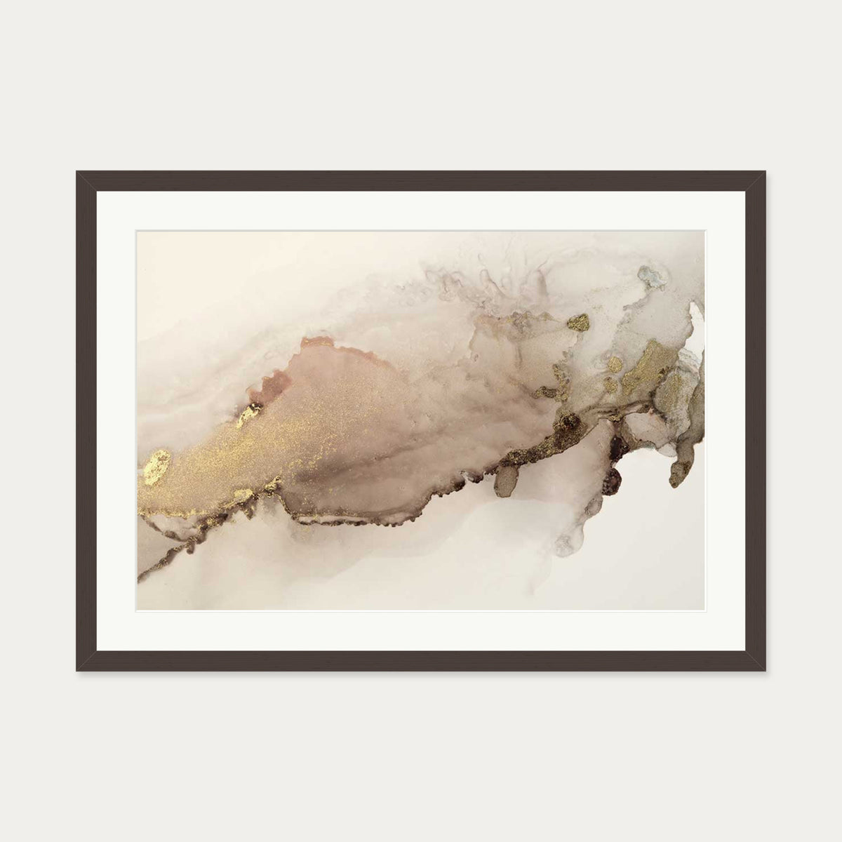 Peach Marble Art Print — 50 x 70 cm — Brown Frame