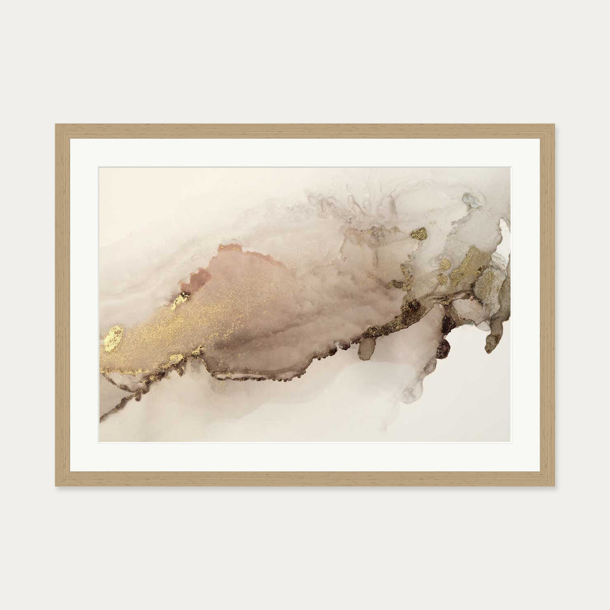 Peach Marble Art Print — 50 x 70 cm — Oak Frame