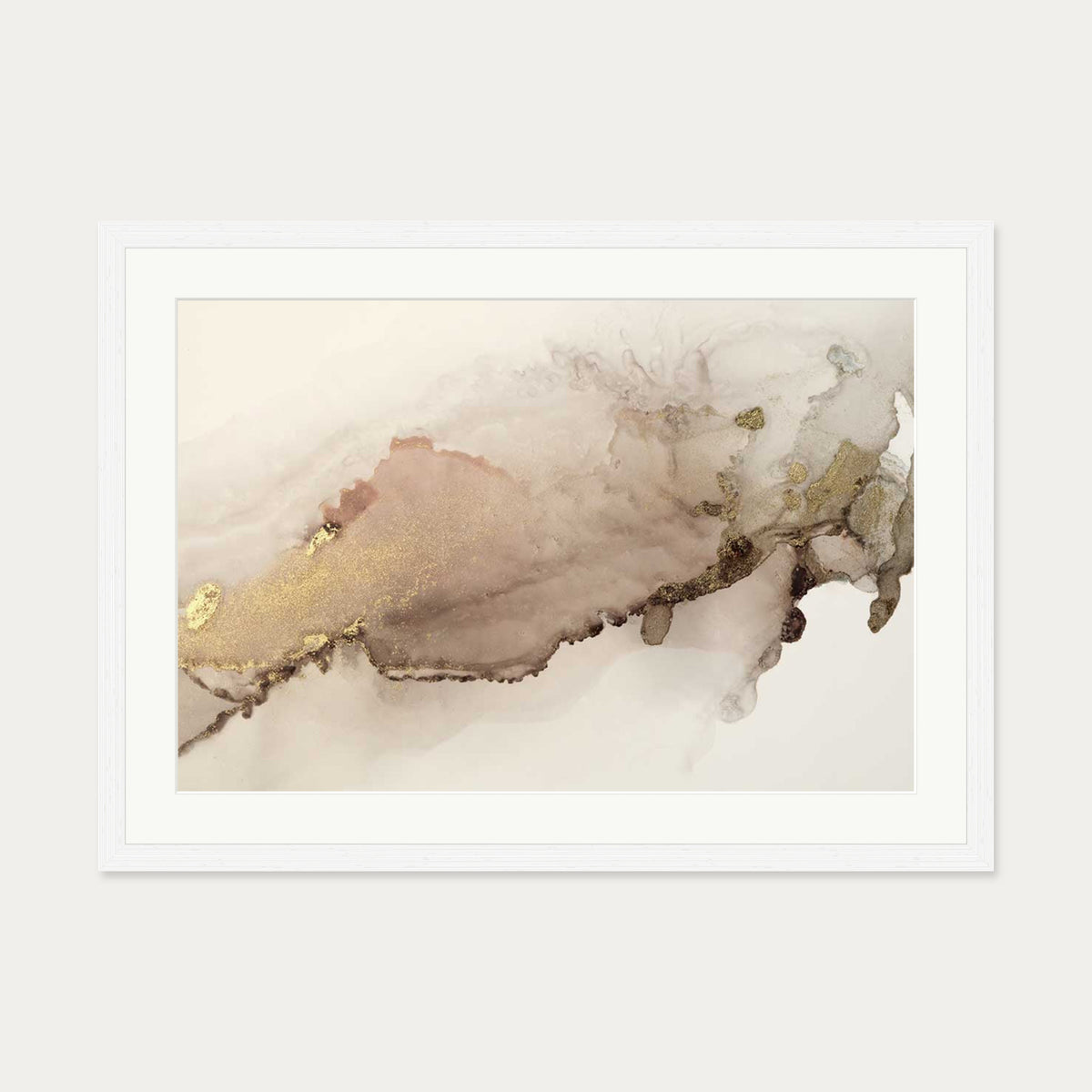 Peach Marble Art Print — 50 x 70 cm — White Frame