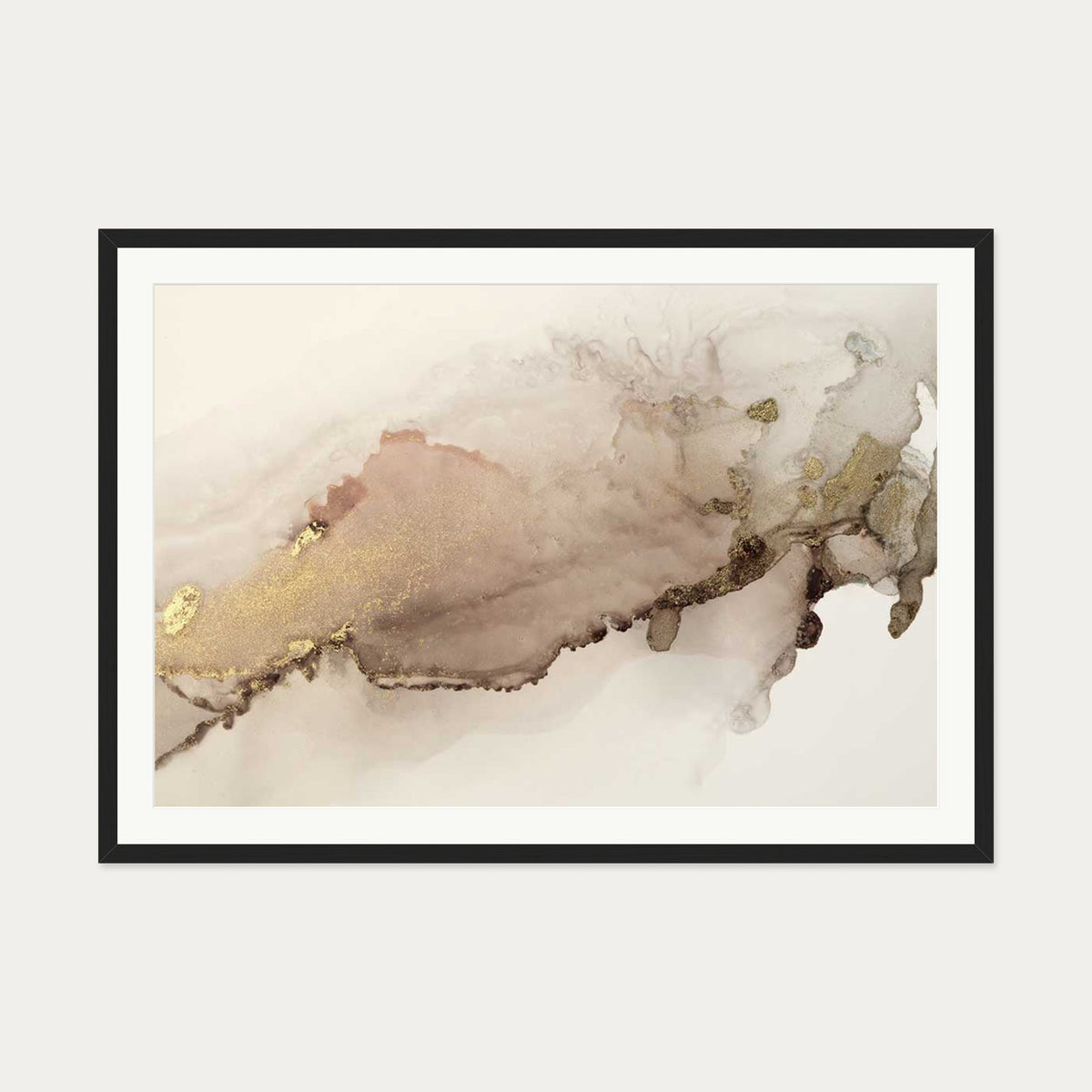 Peach Marble Art Print — 70 x 100 cm — Black Frame