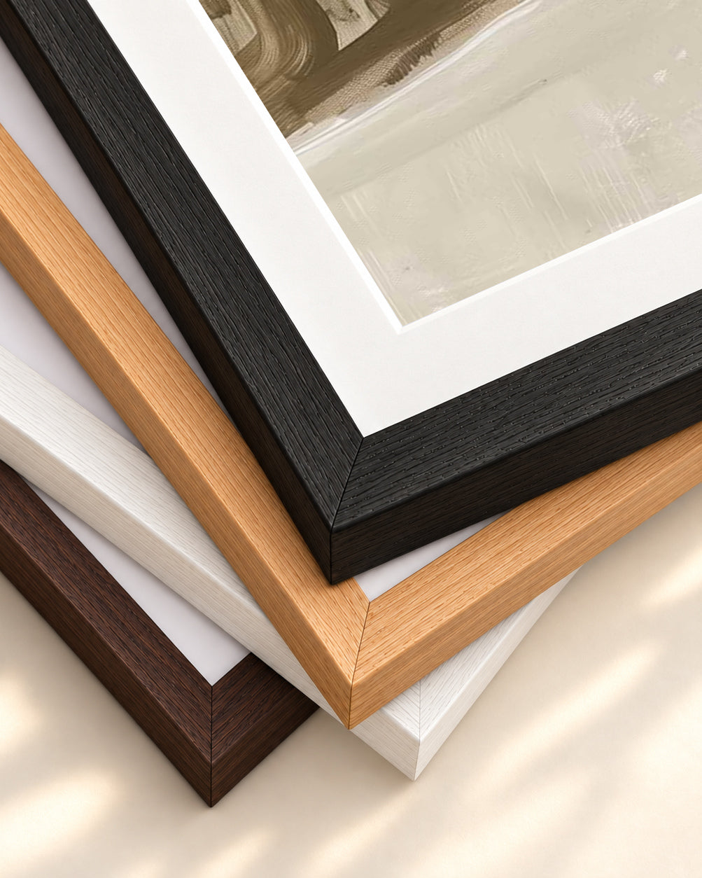 Peach Wall Art Print — framed print corner with 5 cm mount and bevel