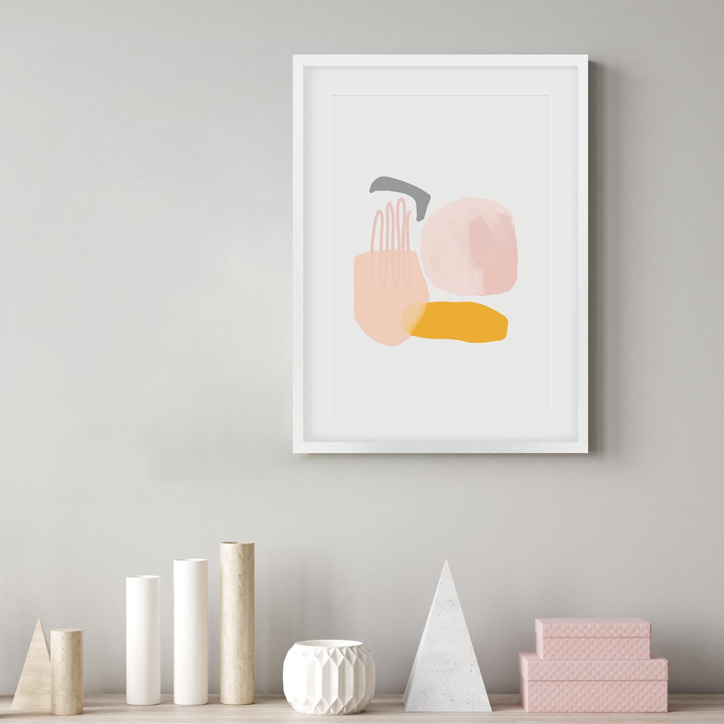 Abstract Pastel Shapes Framed Art