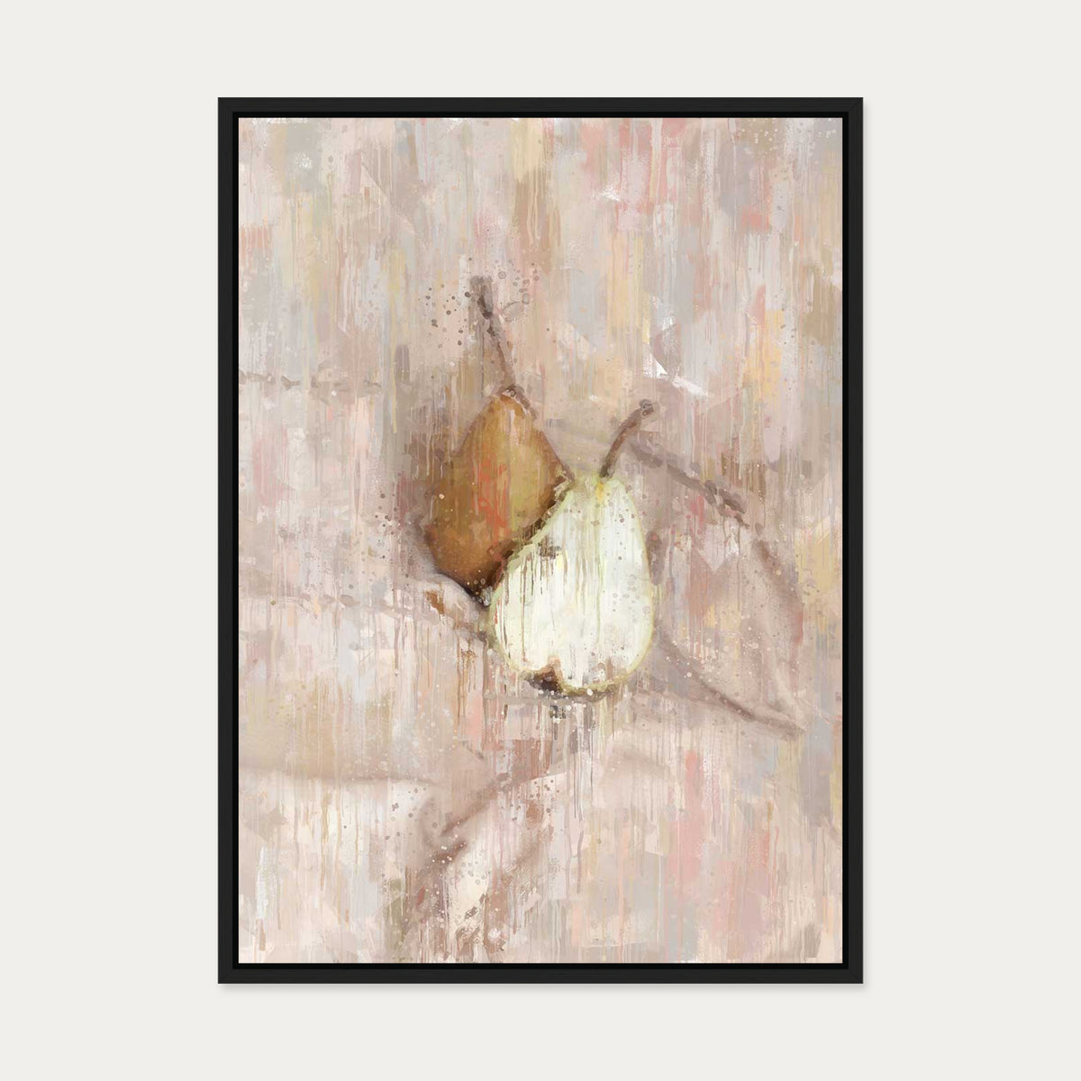 Pears Still Life Painting Canvas Art — 50 x 70 cm — Black Frame