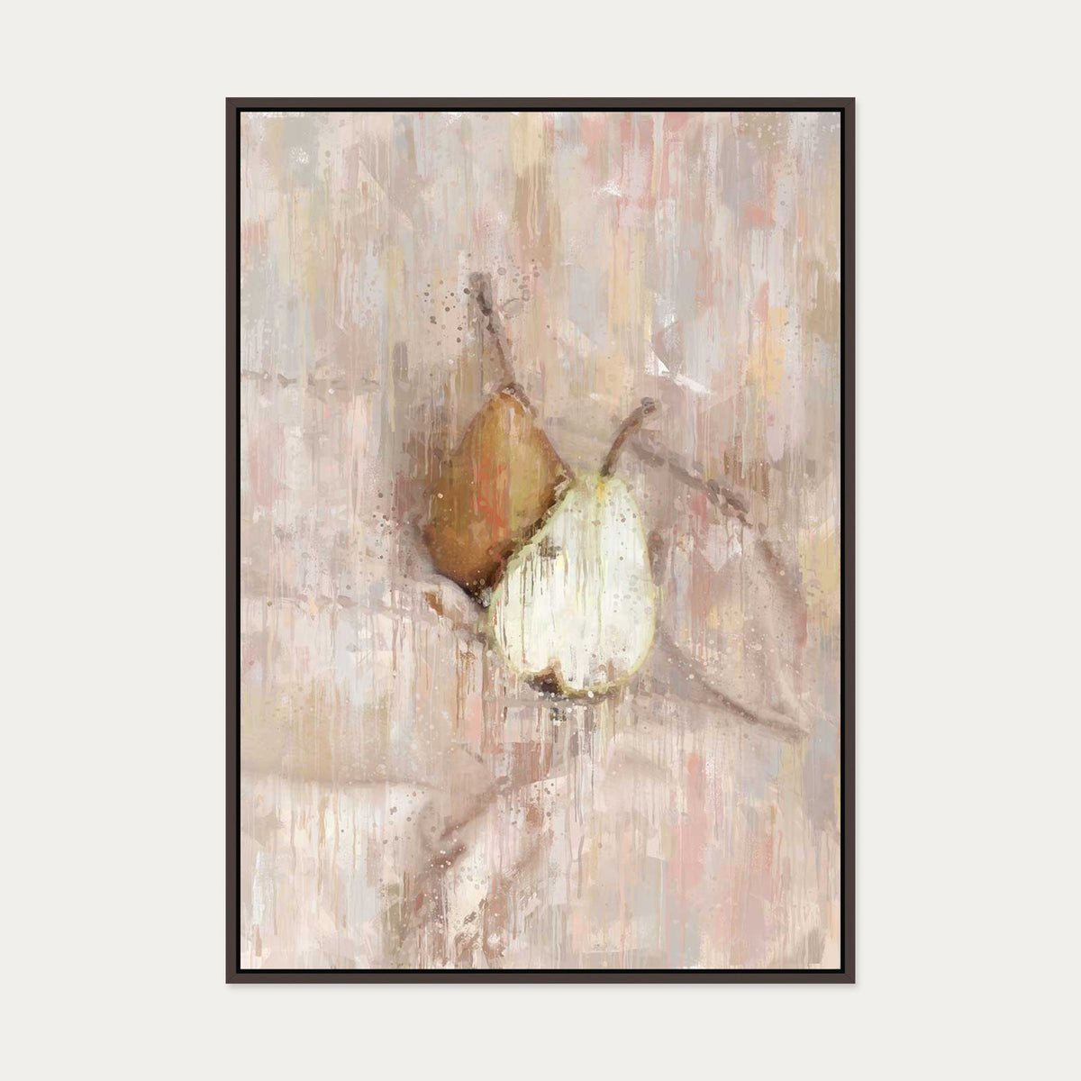 Pears Still Life Painting Canvas Art — 70 x 100 cm — Brown Frame