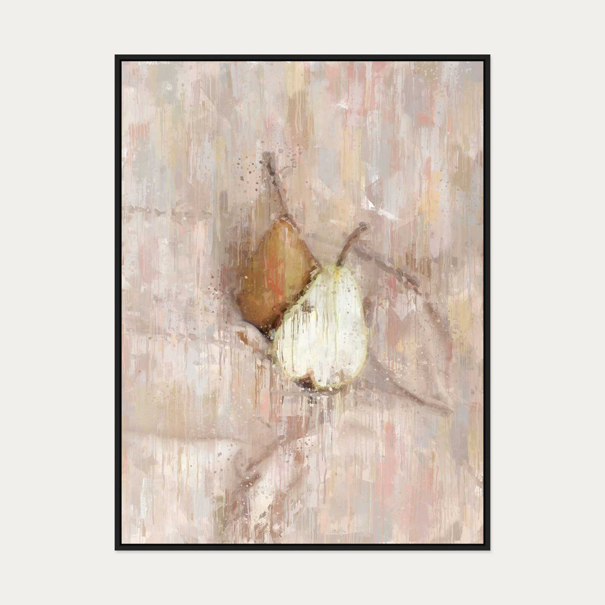 Pears Still Life Painting Canvas Art — 90 x 120 cm — Black Frame