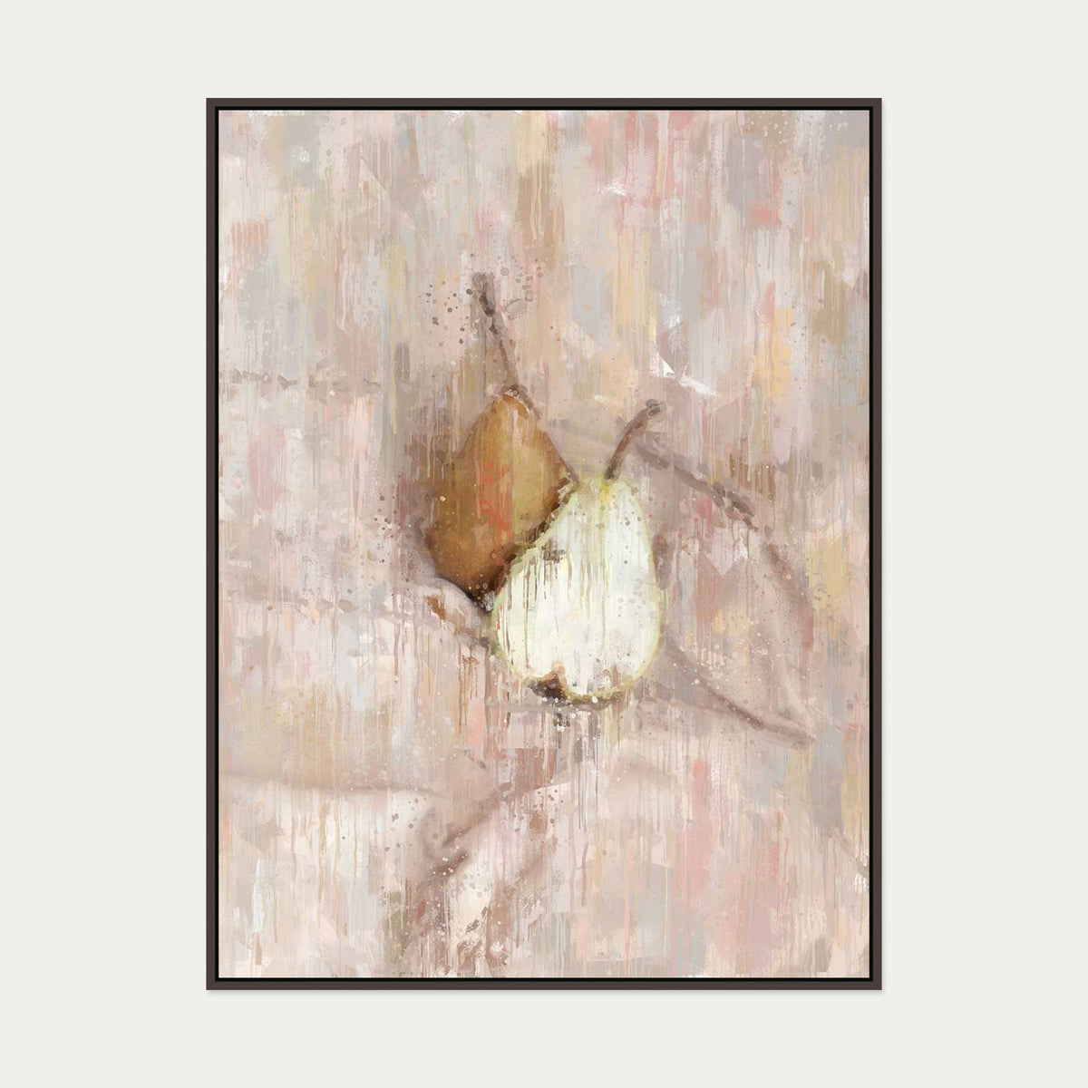 Pears Still Life Painting Canvas Art — 90 x 120 cm — Brown Frame