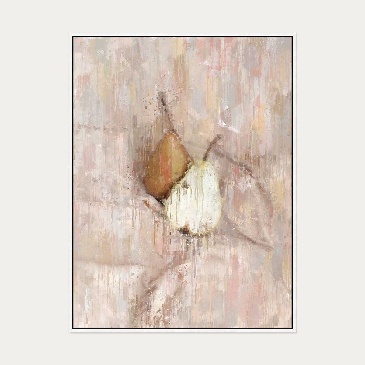 Pears Still Life Painting Canvas Art — 90 x 120 cm — White Frame