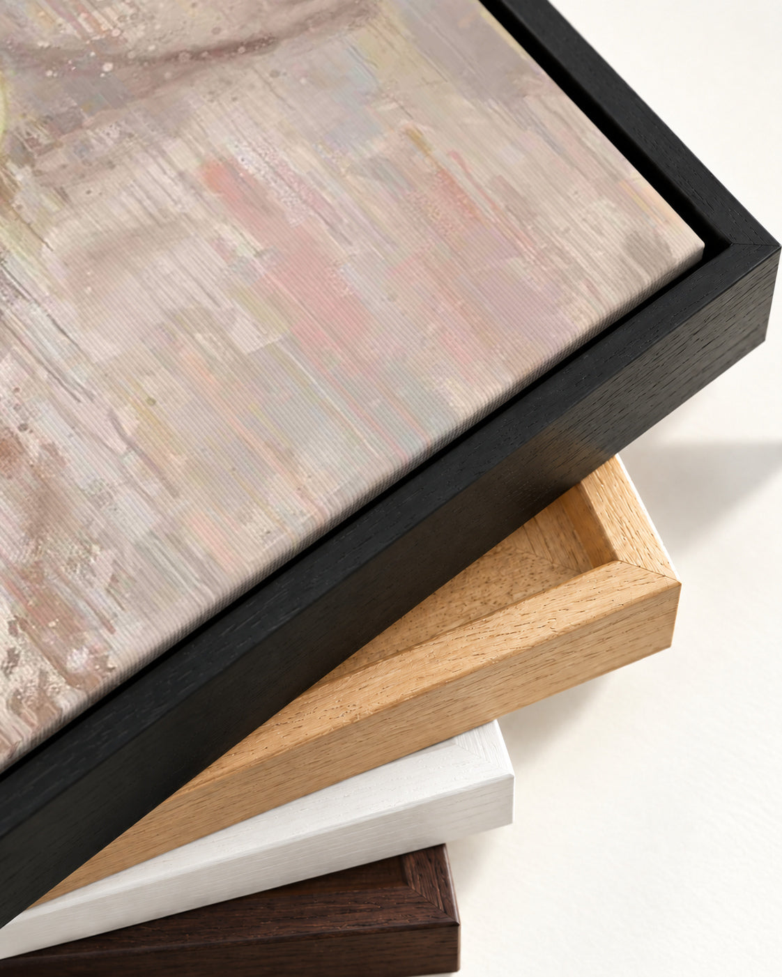 Pears Still Life Painting Canvas Art — framed canvas corner and wrapped canvas detail