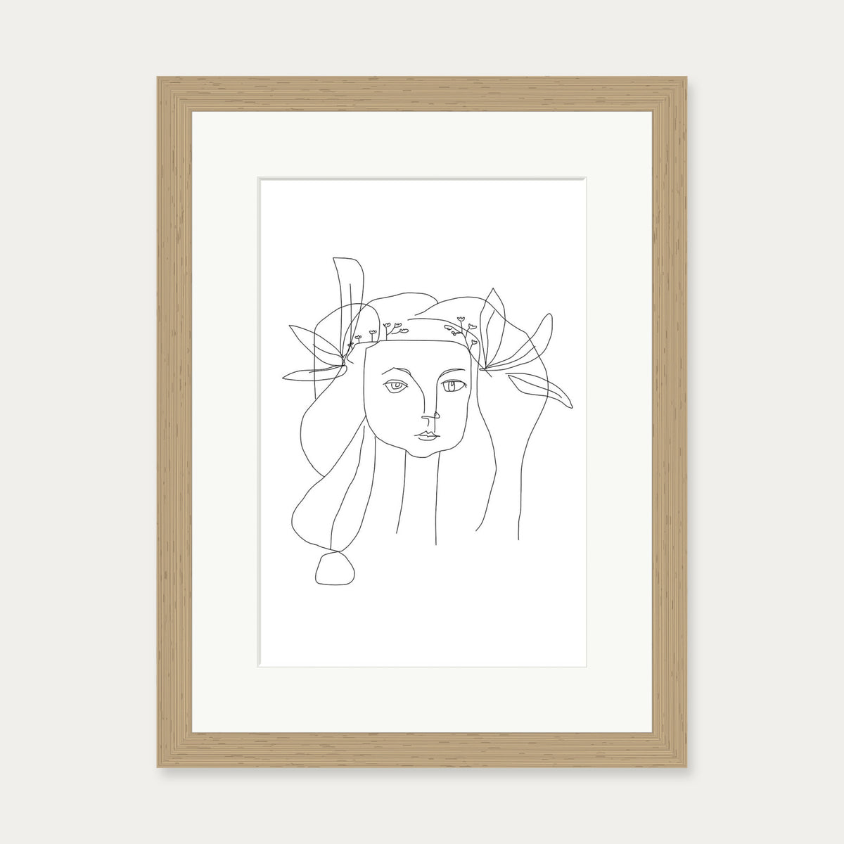 Picasso Female Face Art Print — 30 x 40 cm — Oak Frame
