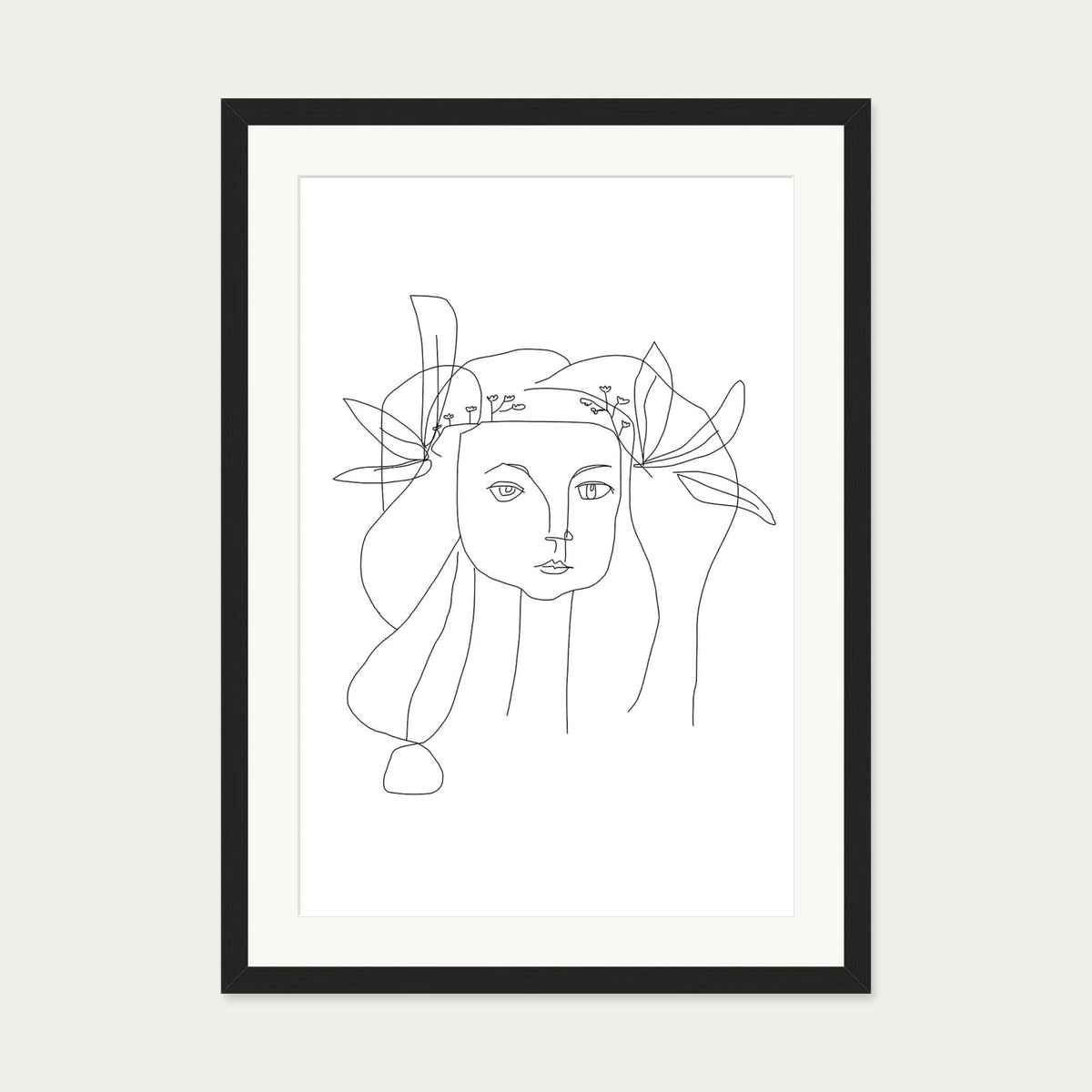 Picasso Female Face Art Print — 50 x 70 cm — Black Frame