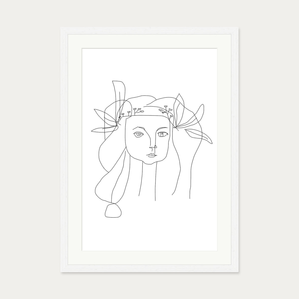 Picasso Female Face Art Print — 50 x 70 cm — White Frame