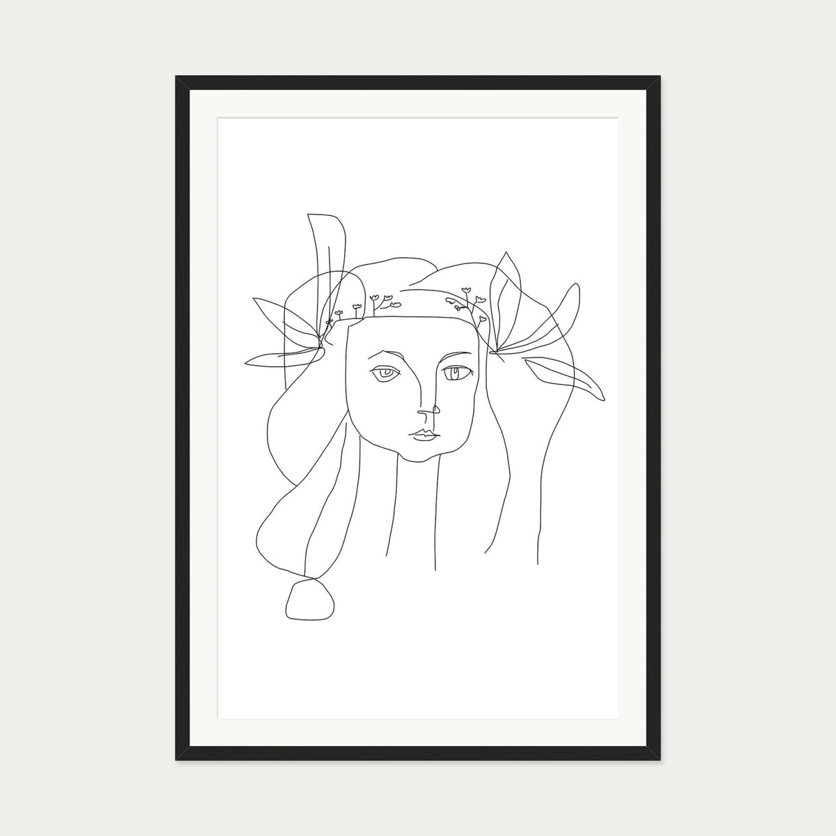 Picasso Female Face Art Print — 70 x 100 cm — Black Frame