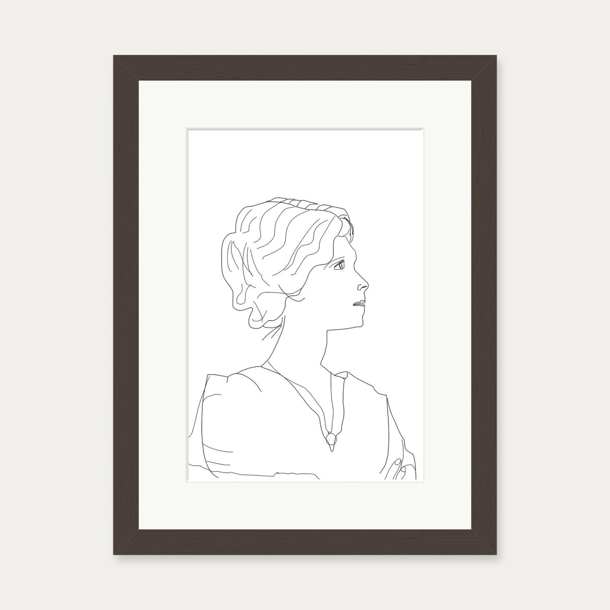 Picasso Female Portrait Art Print — 30 x 40 cm — Brown Frame