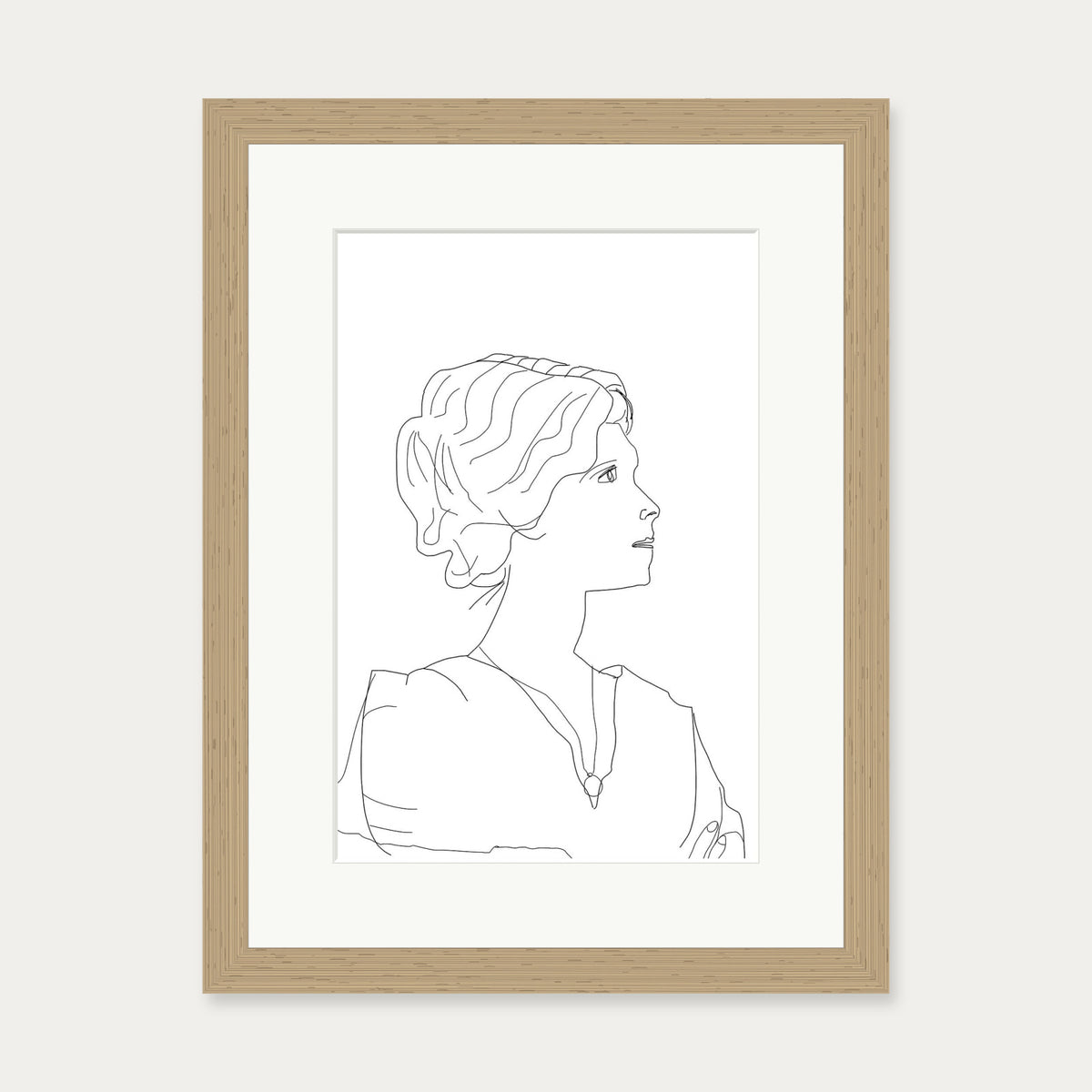 Picasso Female Portrait Art Print — 30 x 40 cm — Oak Frame