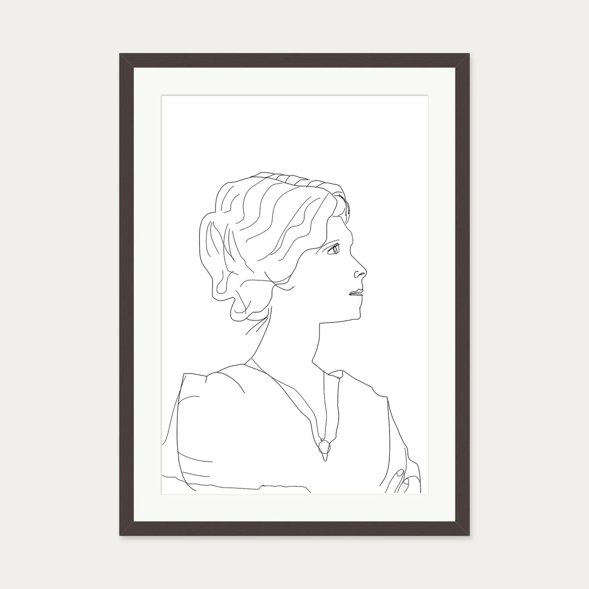 Picasso Female Portrait Art Print — 50 x 70 cm — Brown Frame