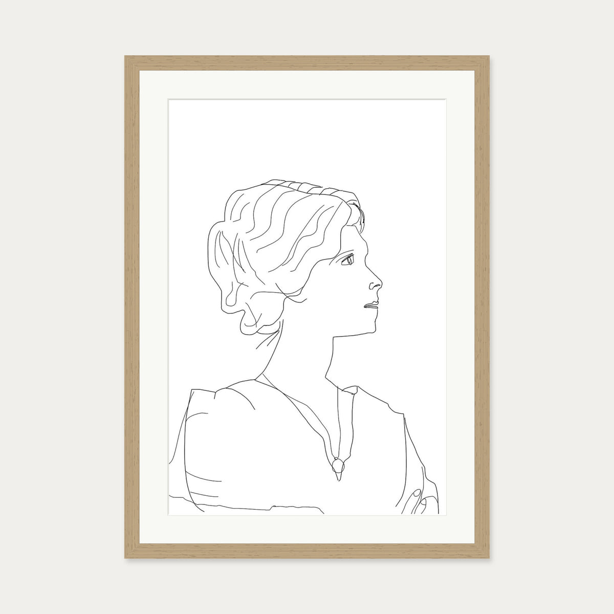 Picasso Female Portrait Art Print — 50 x 70 cm — Oak Frame