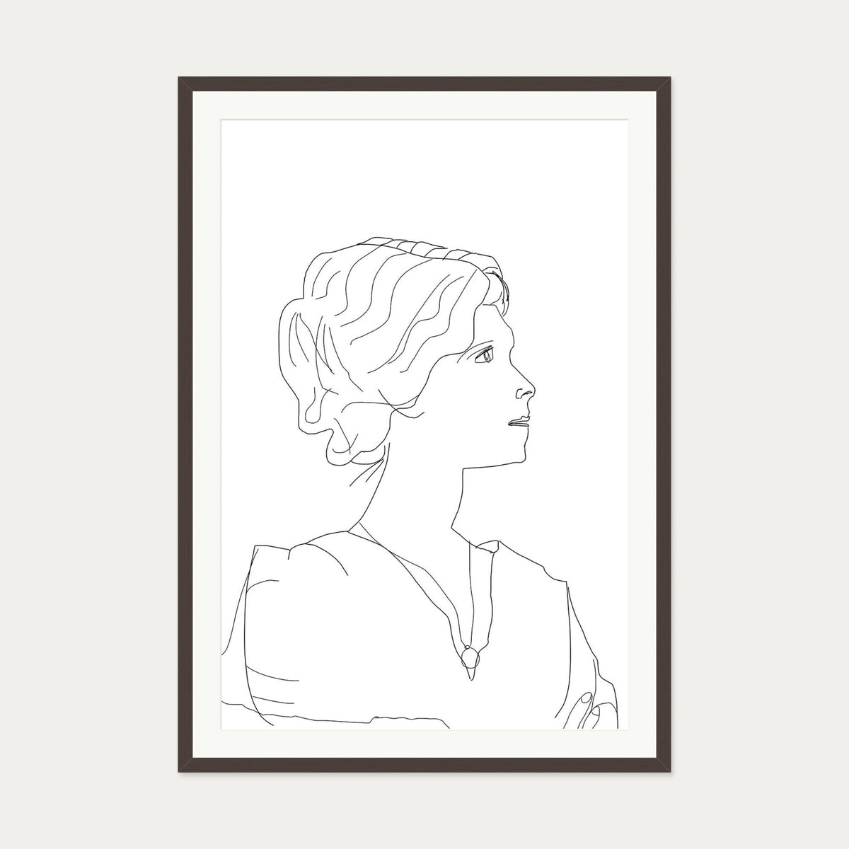 Picasso Female Portrait Art Print — 70 x 100 cm — Brown Frame