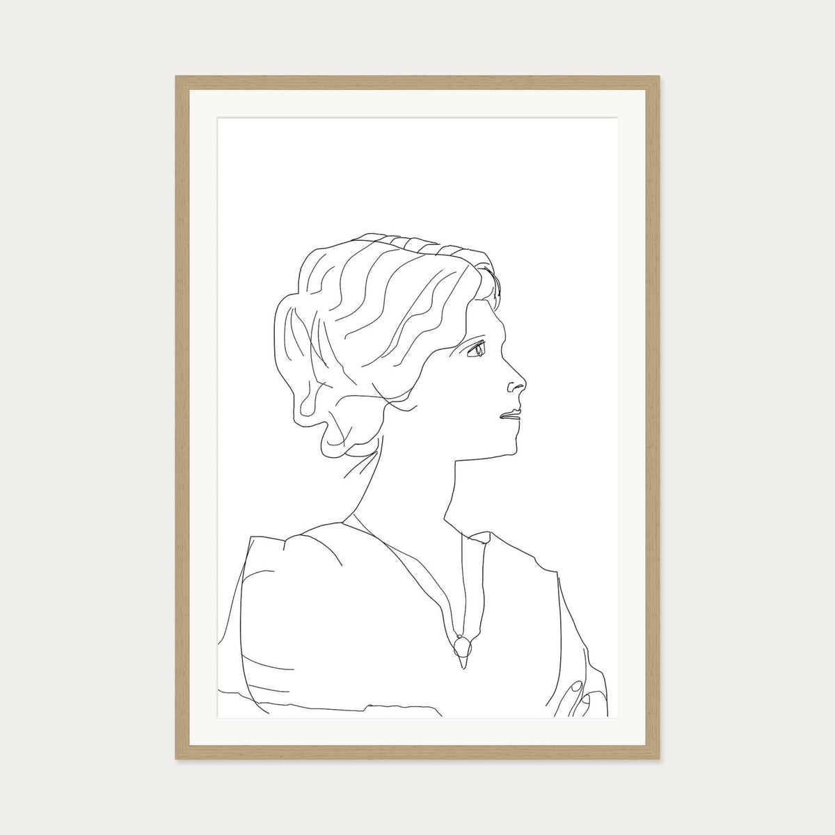 Picasso Female Portrait Art Print — 70 x 100 cm — Oak Frame