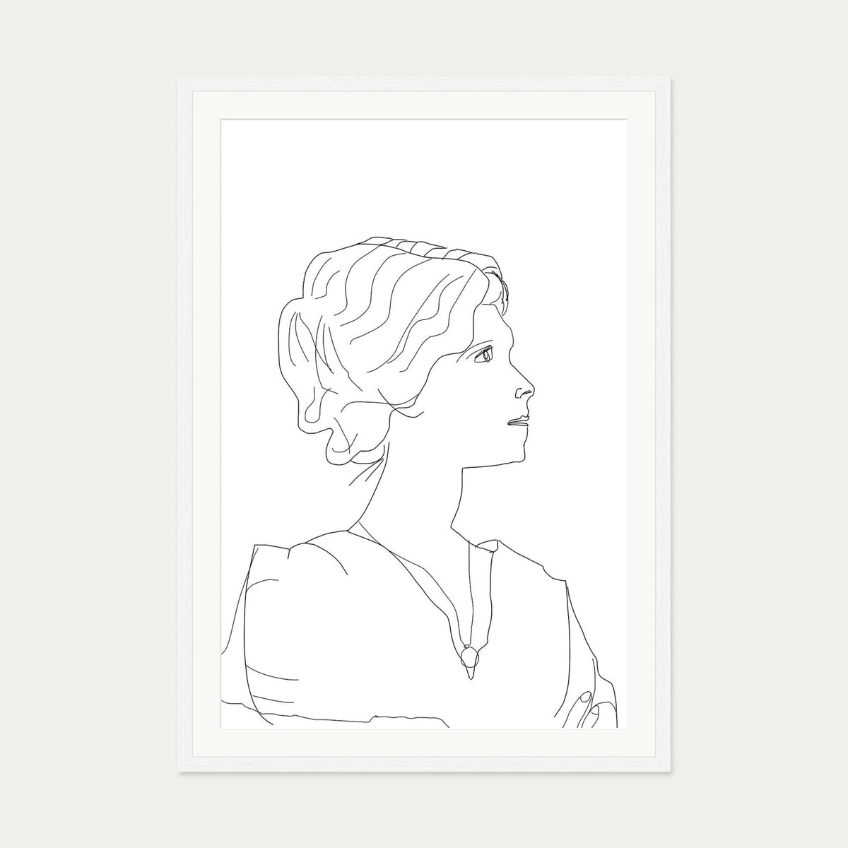 Picasso Female Portrait Art Print — 70 x 100 cm — White Frame