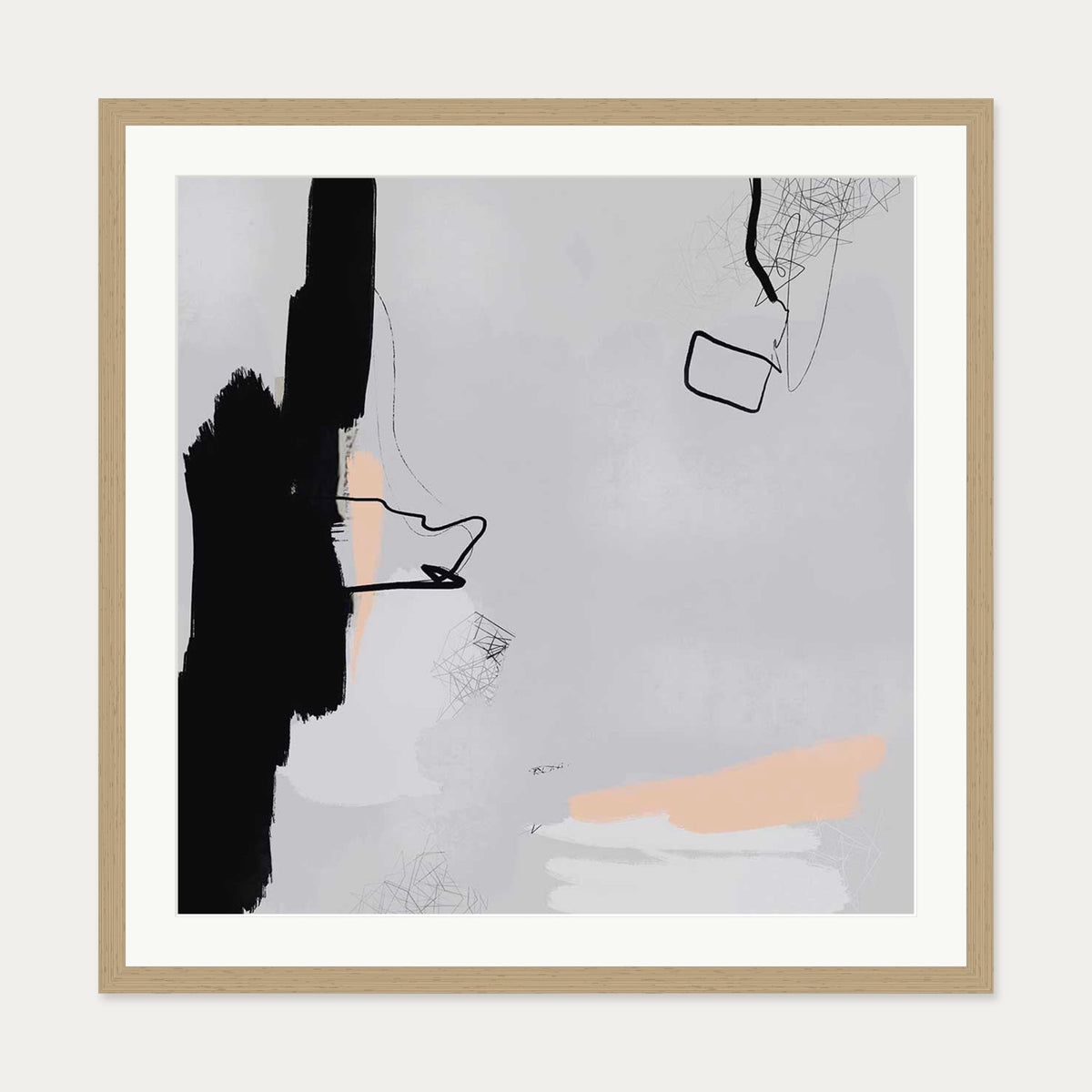 Pillow Talk Art Print — 70 x 70 cm — Oak Frame