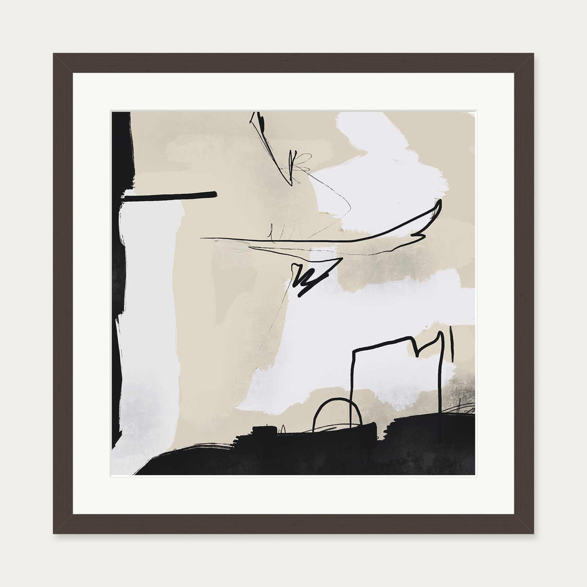 Pillow Talk II Art Print — 50 x 50 cm — Brown Frame