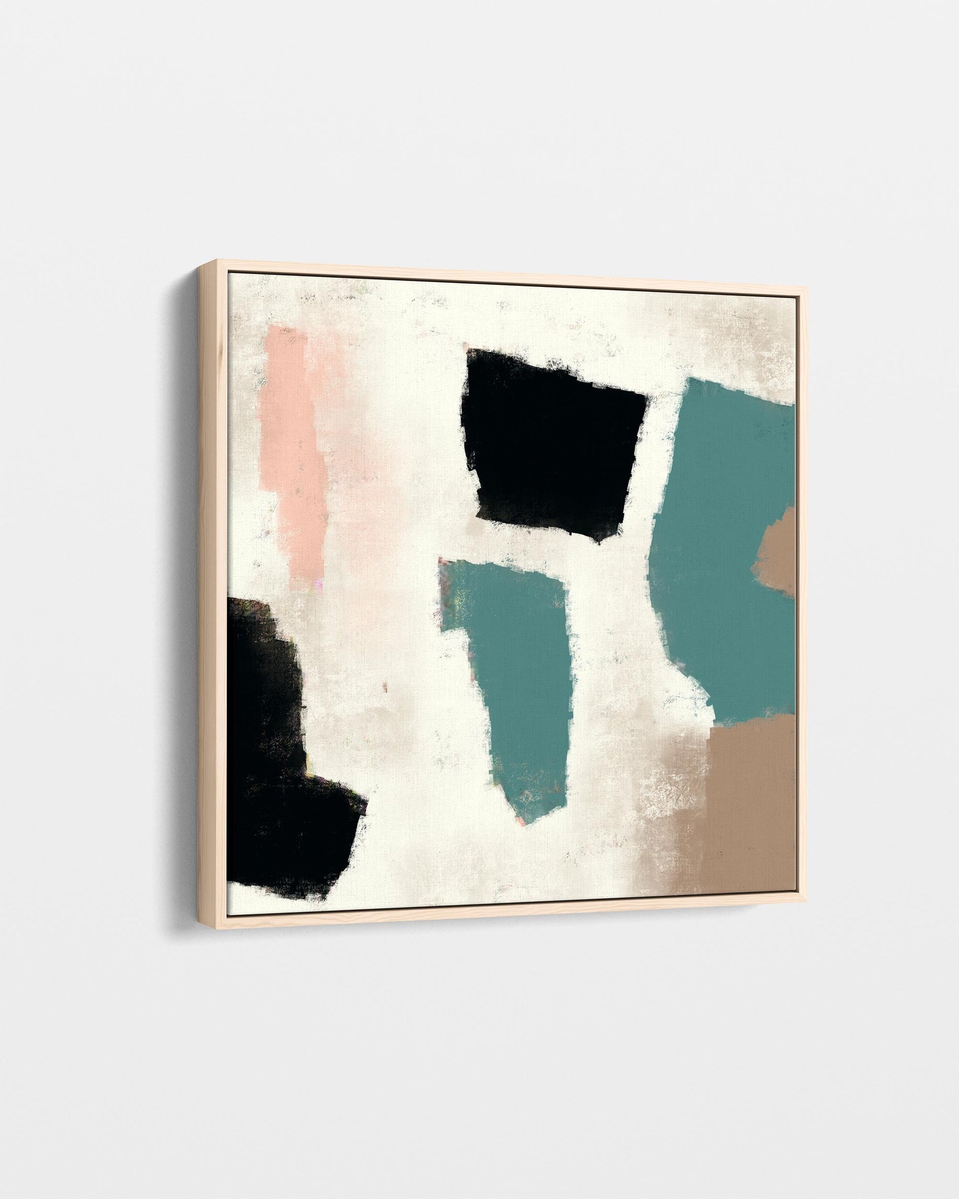 Abstract art print with geometric shapes on a light background