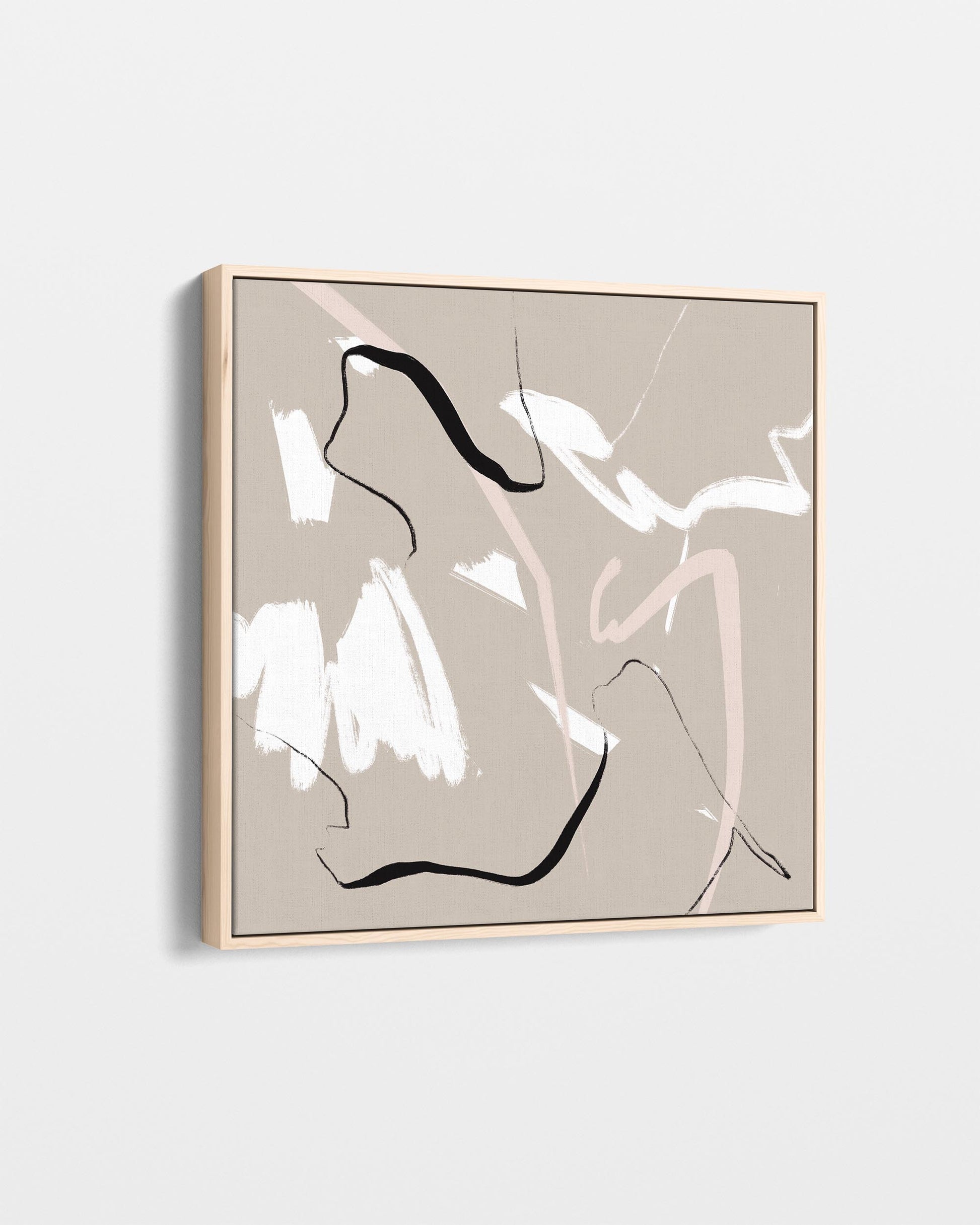 Abstract art piece with wavy lines on a beige background