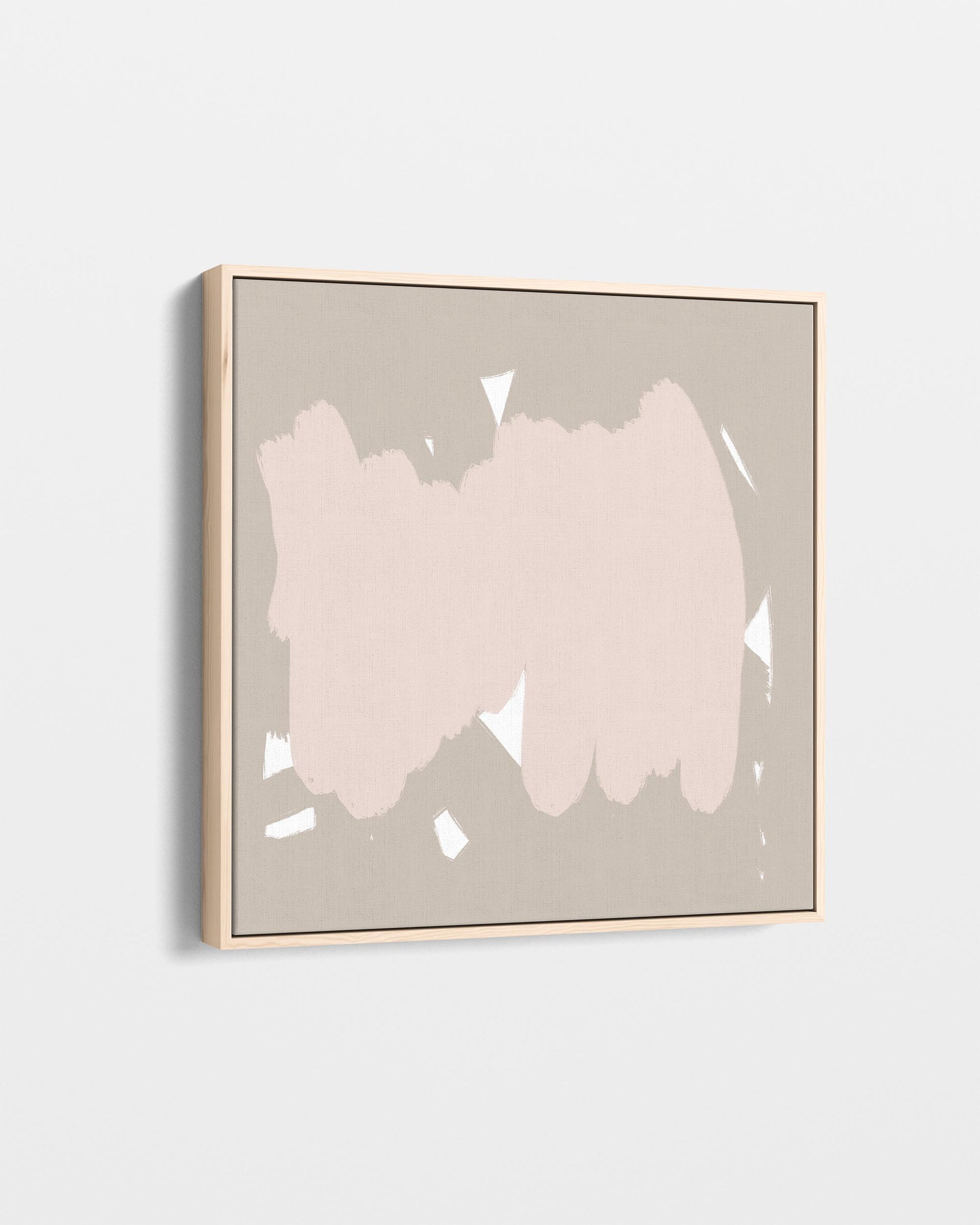 Abstract art piece with a gold frame on a light gray background
