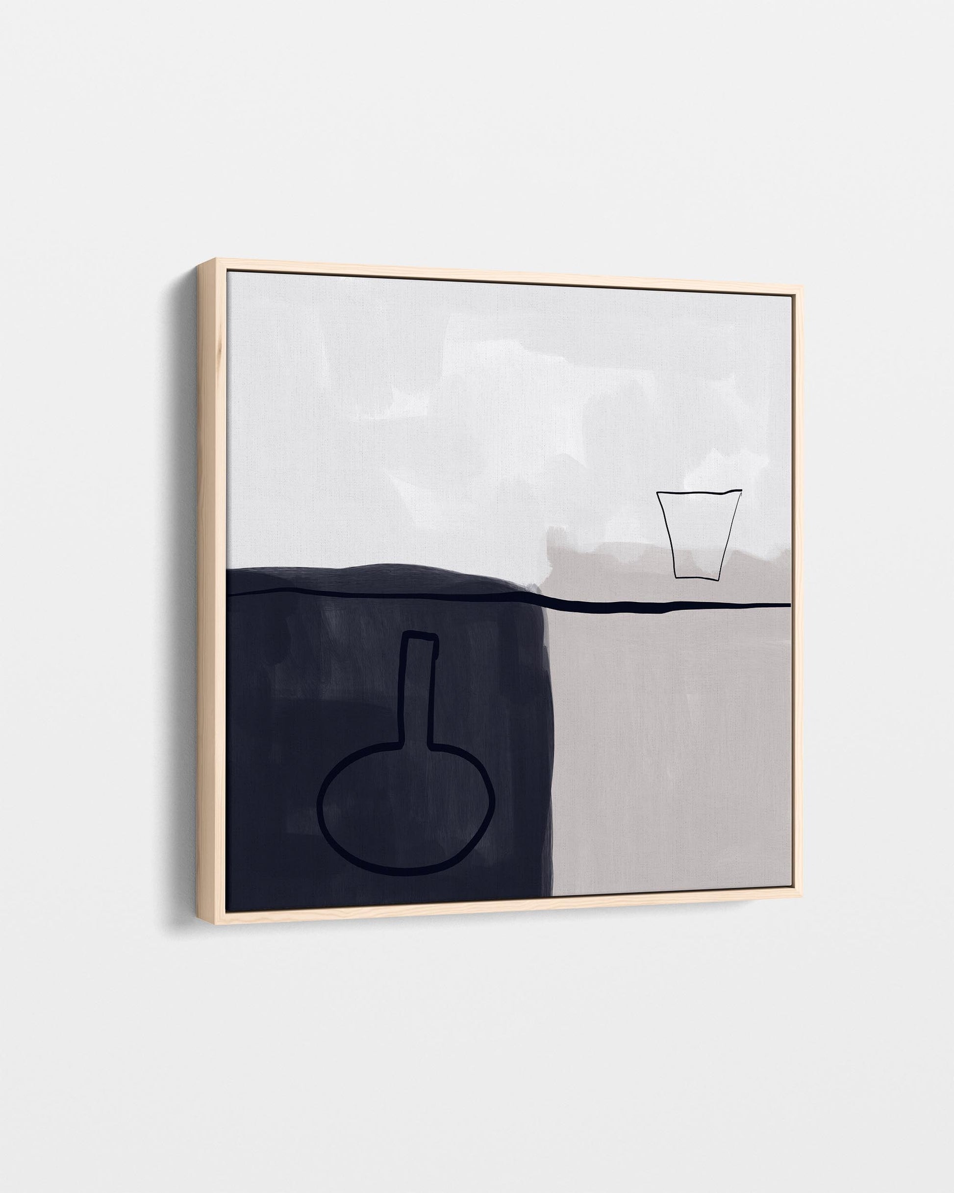 Abstract art piece with geometric shapes on a white background