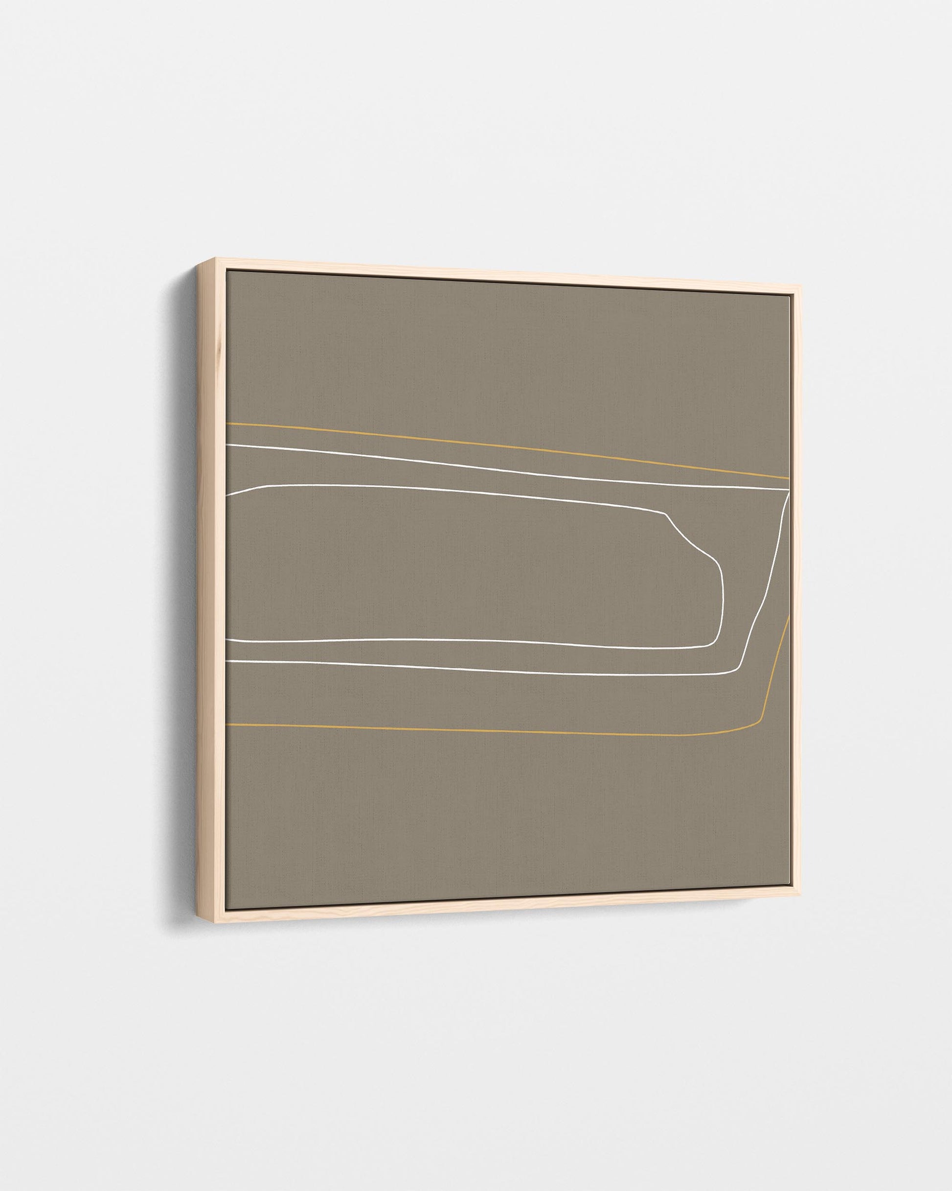 Abstract art piece with geometric lines on a beige background