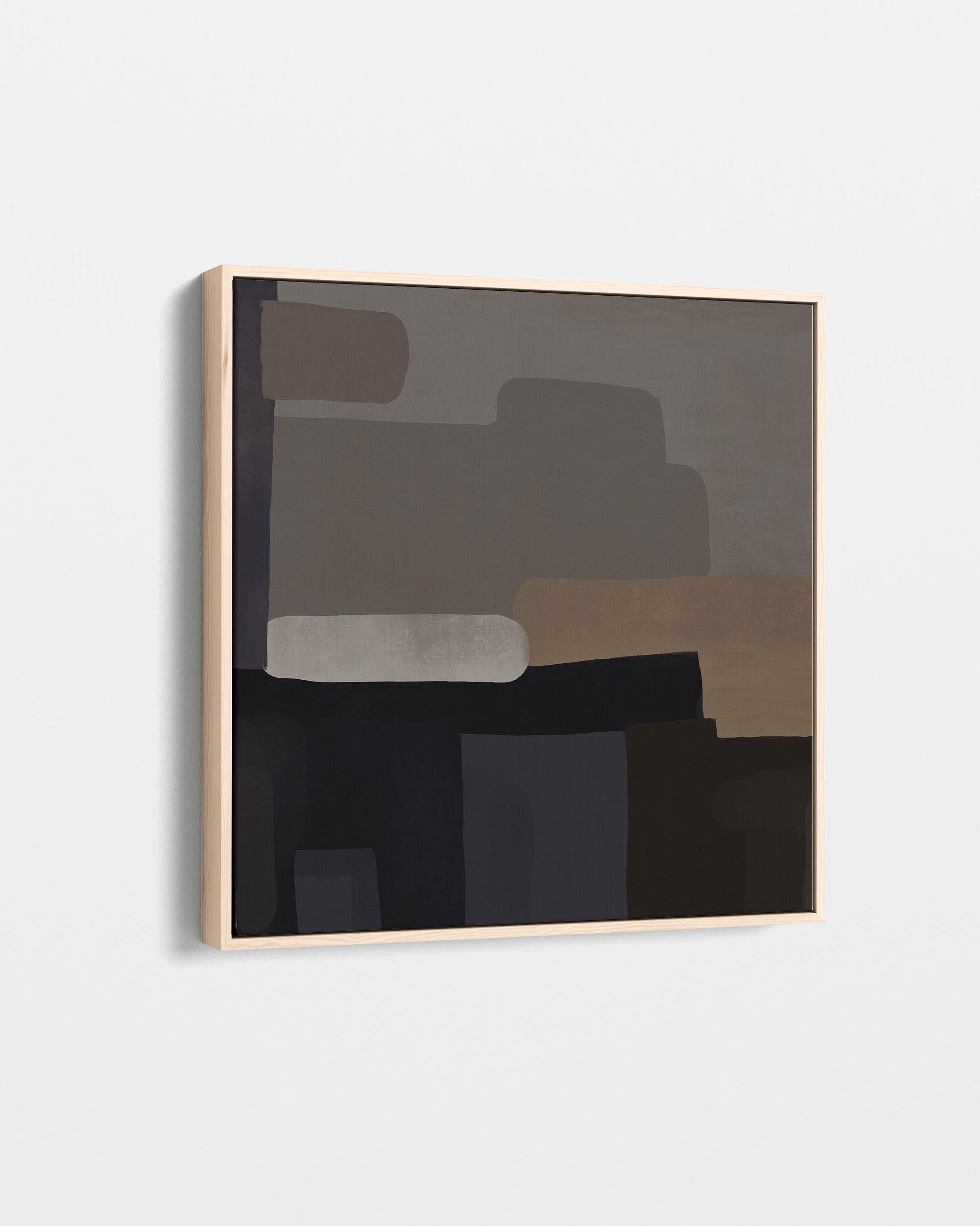 Abstract art piece with geometric shapes on a light gray background