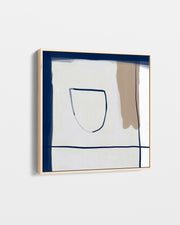 Abstract art piece with geometric shapes on a white background