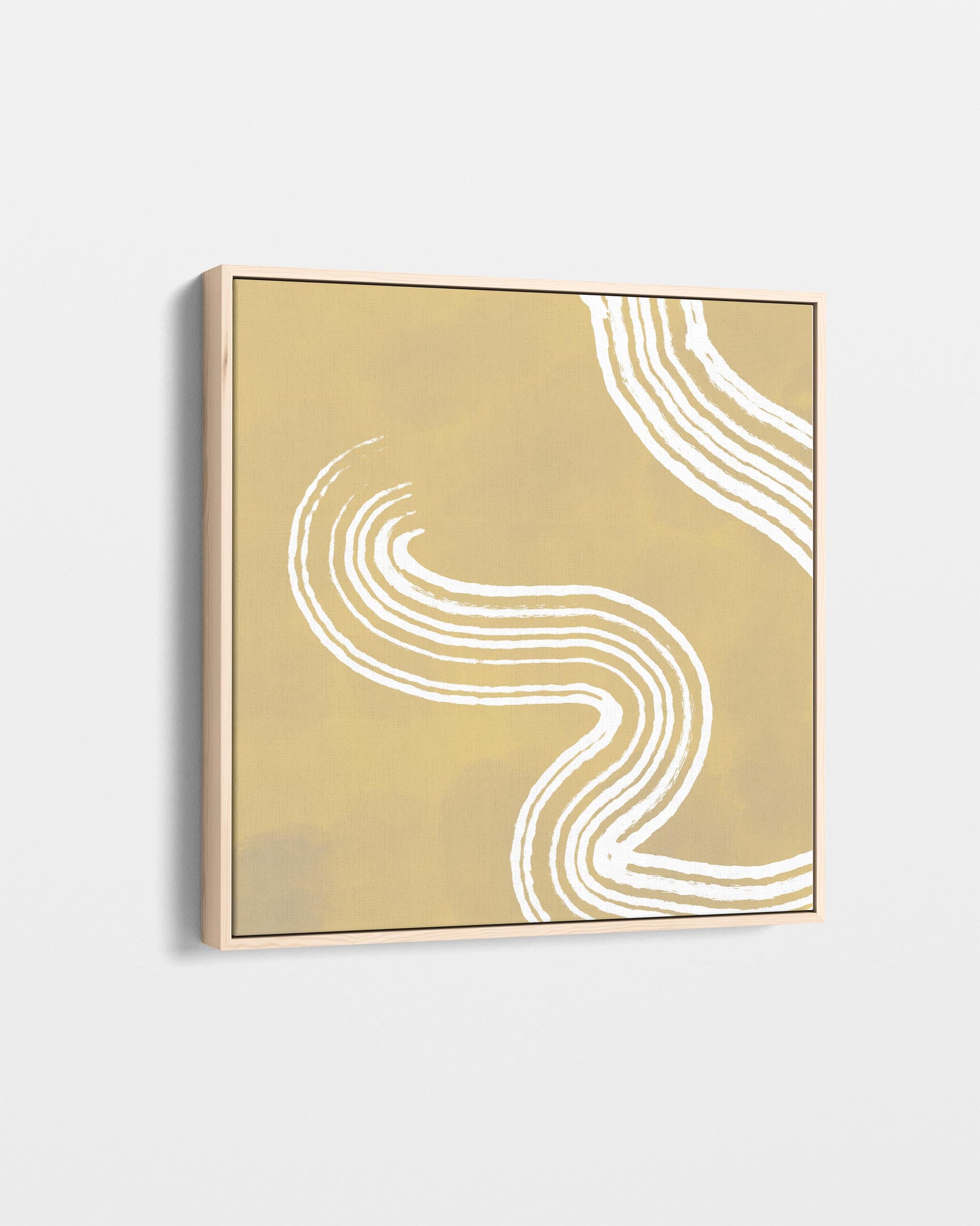 Abstract art piece with white lines on a gold background