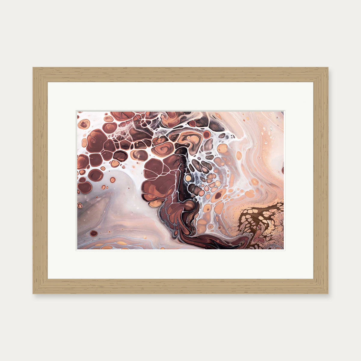 Pink Abstract Marble II Wall Art Print — 30 x 40 cm — Oak Frame