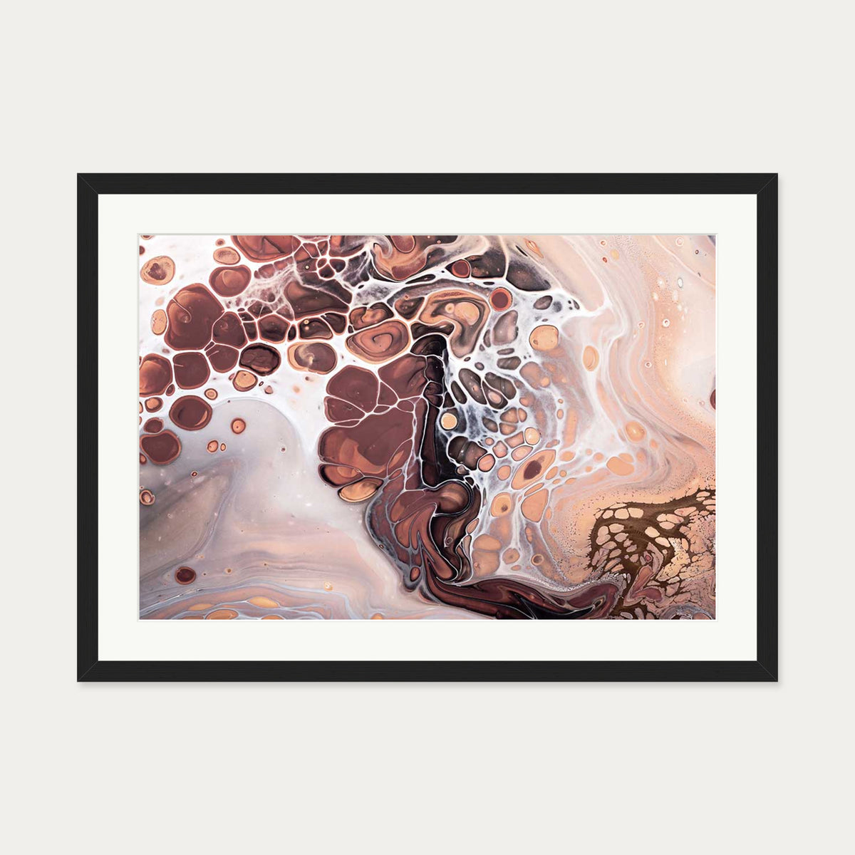 Pink Abstract Marble II Wall Art Print — 50 x 70 cm — Black Frame